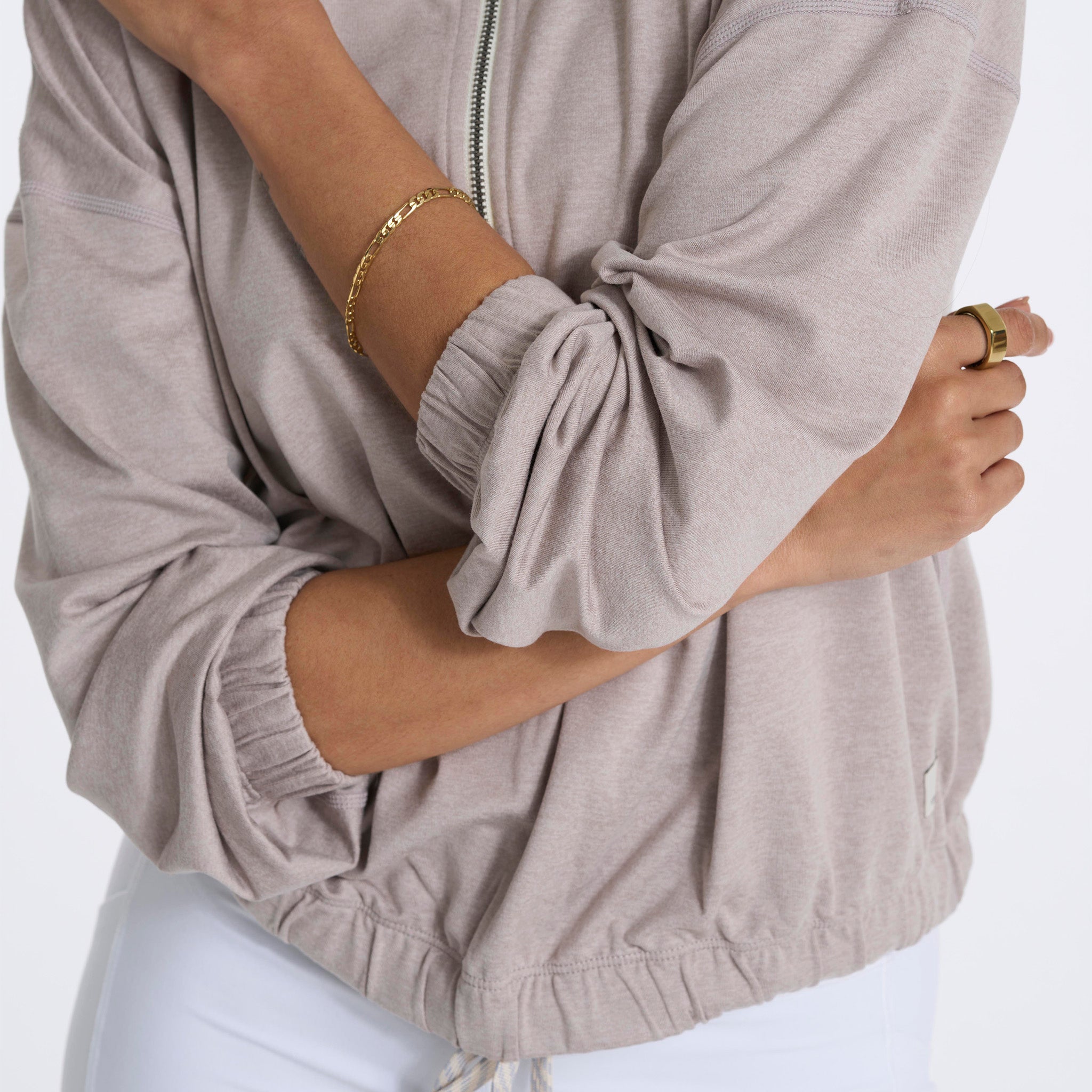 Halo Relaxed Half Zip | Oyster Heather