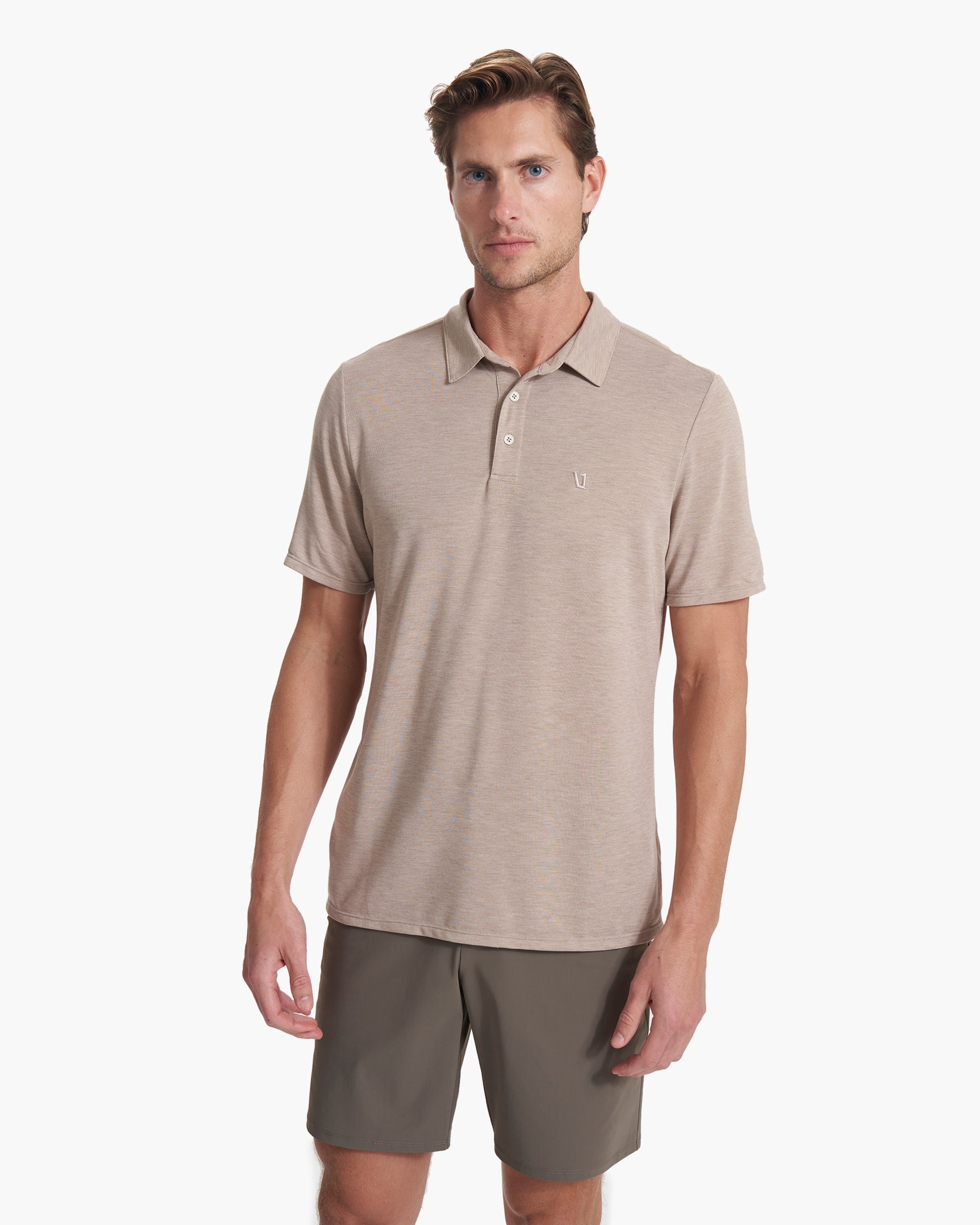 Knit Twill Polo | Camel Heather