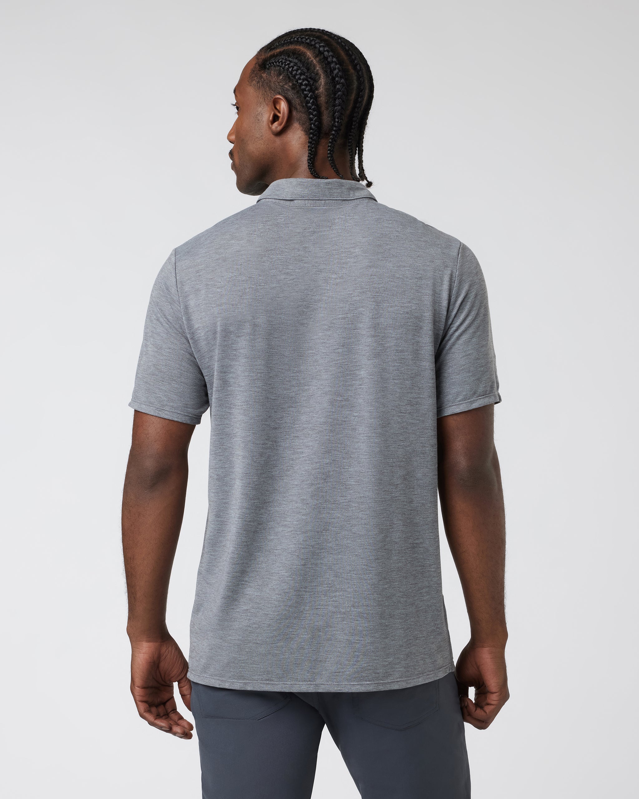 Knit Twill Polo | Heather Grey