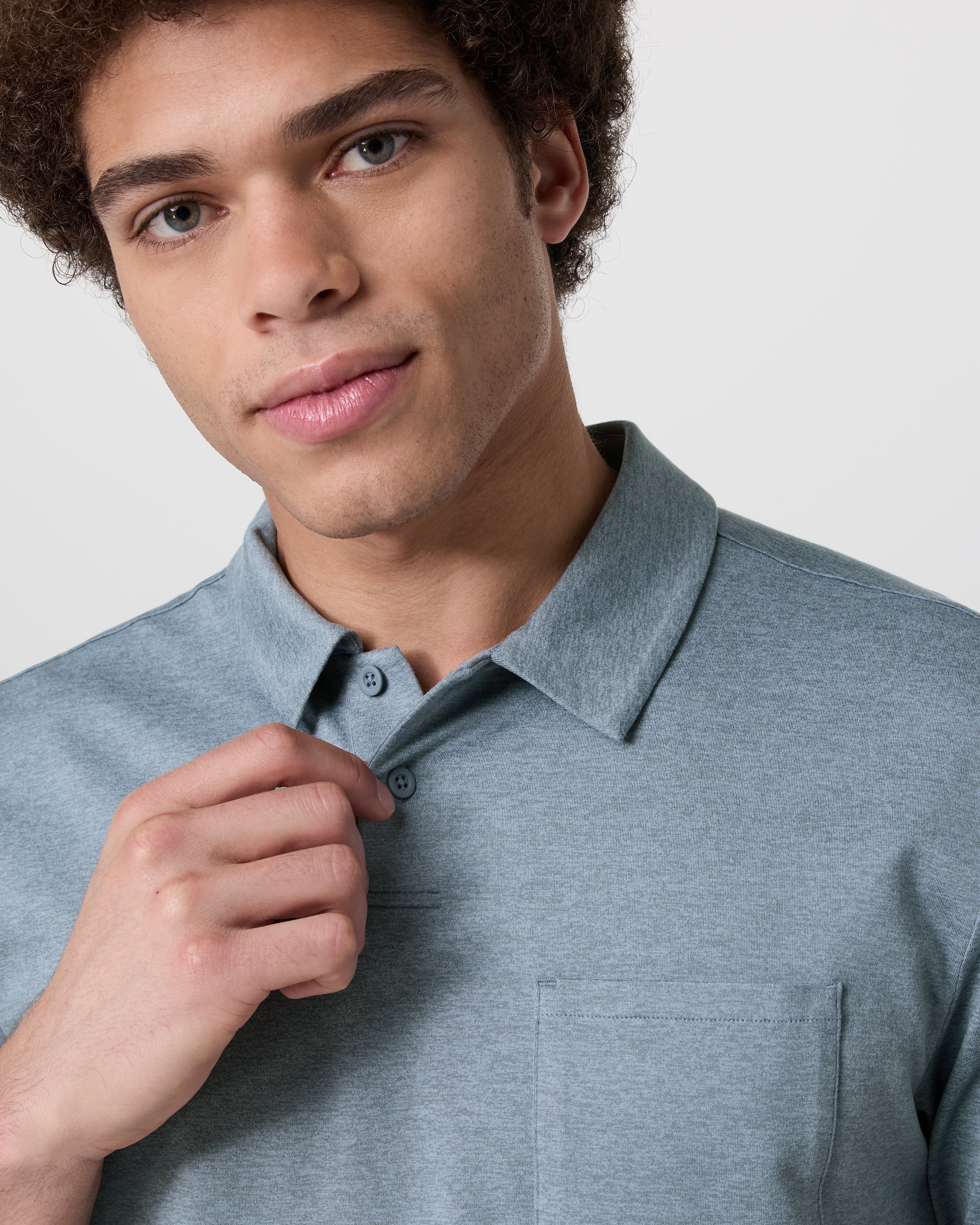 Short Sleeve Ponto Performance Polo | Dusty Blue Heather