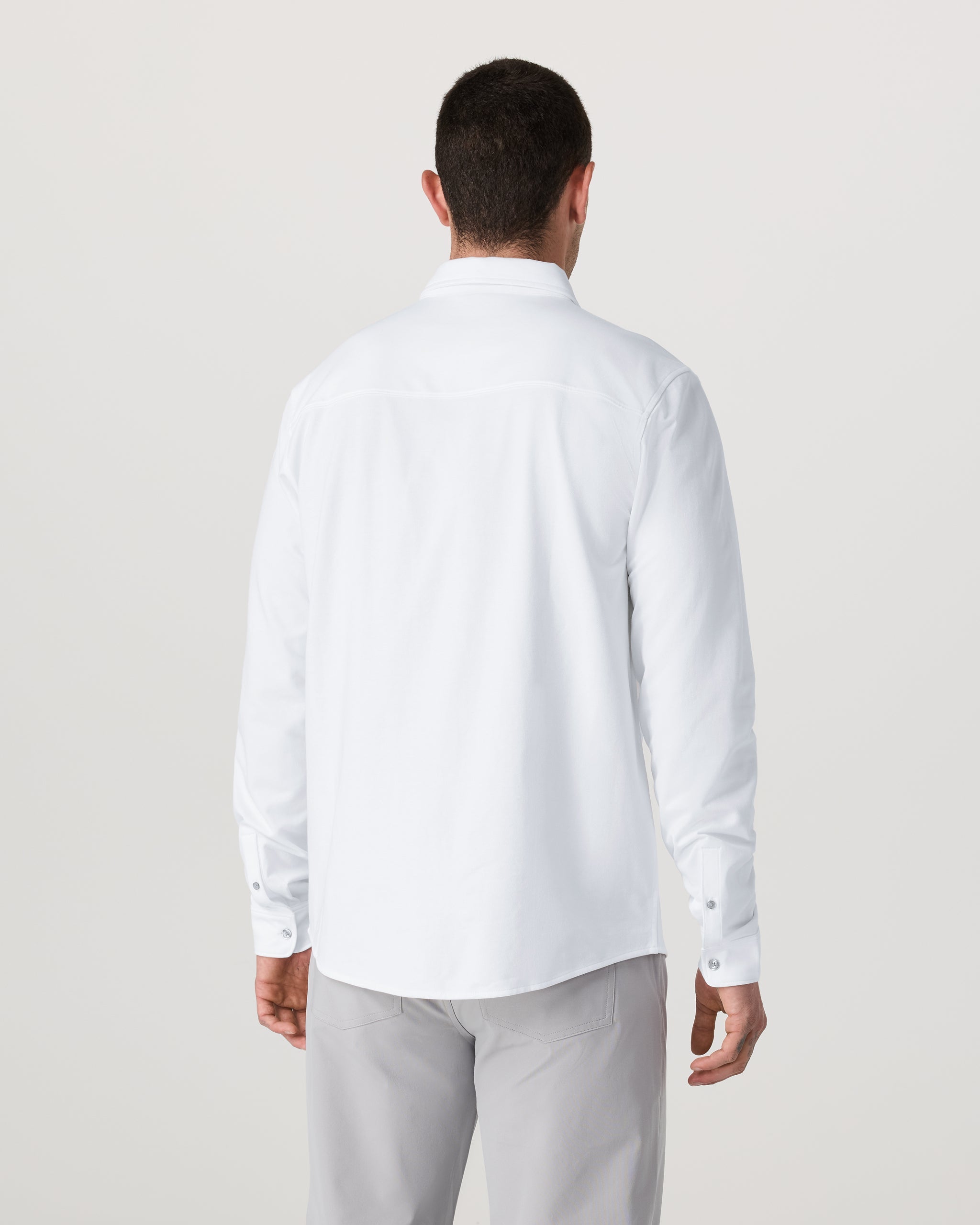 Long Sleeve Knit Oxford Button Down - Classic Fit | White