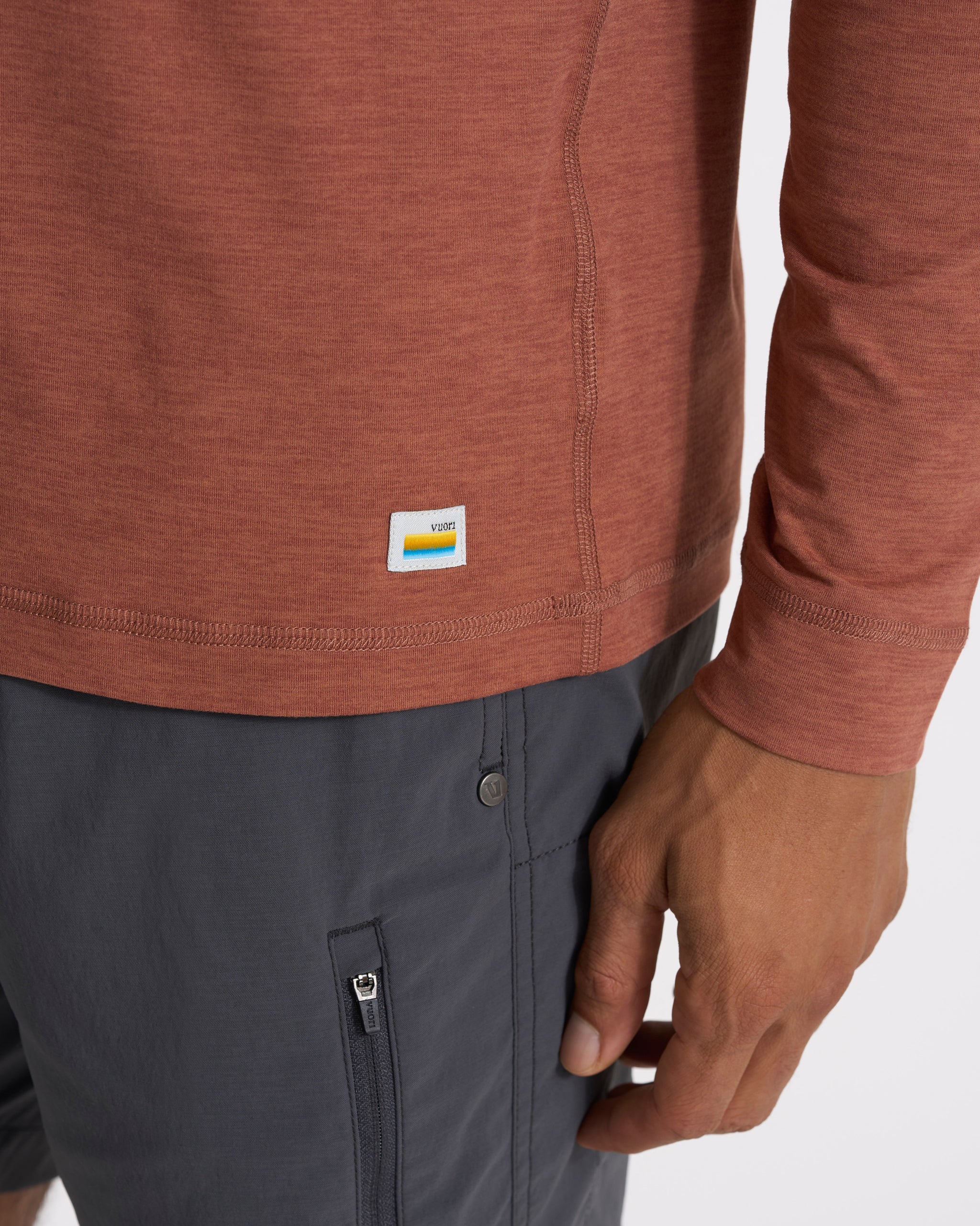Long-Sleeve Ease Performance Henley | Copper Heather