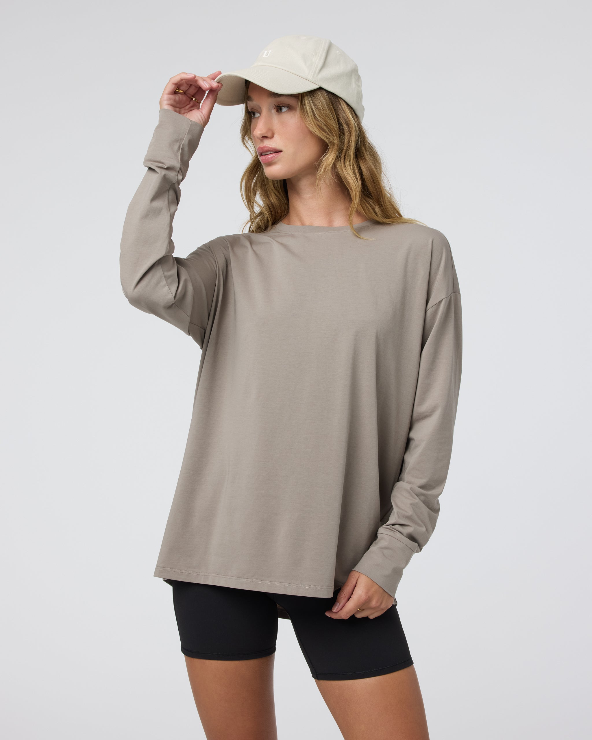 Long-Sleeve Feather Tee | Cobblestone