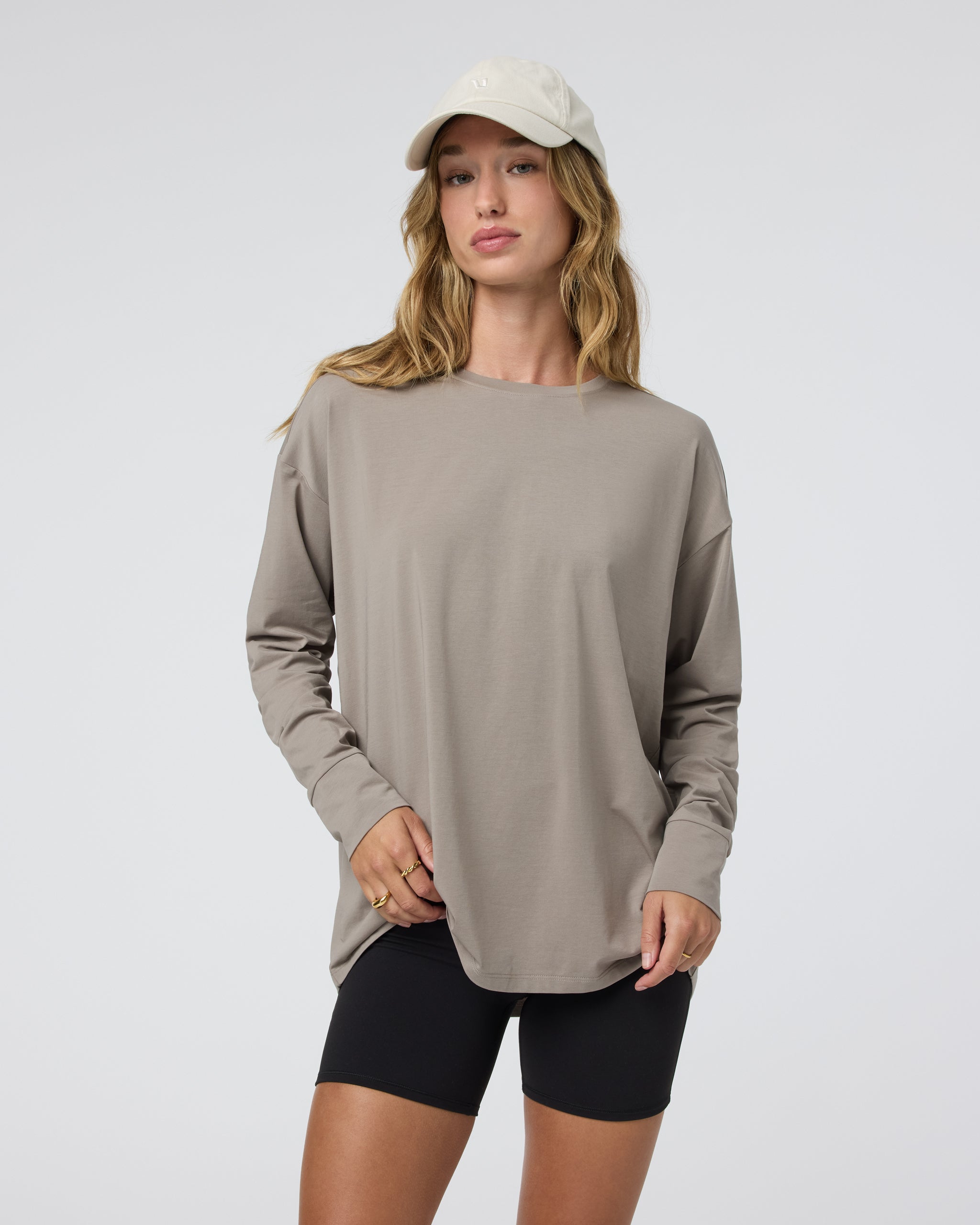 Long-Sleeve Feather Tee | Cobblestone