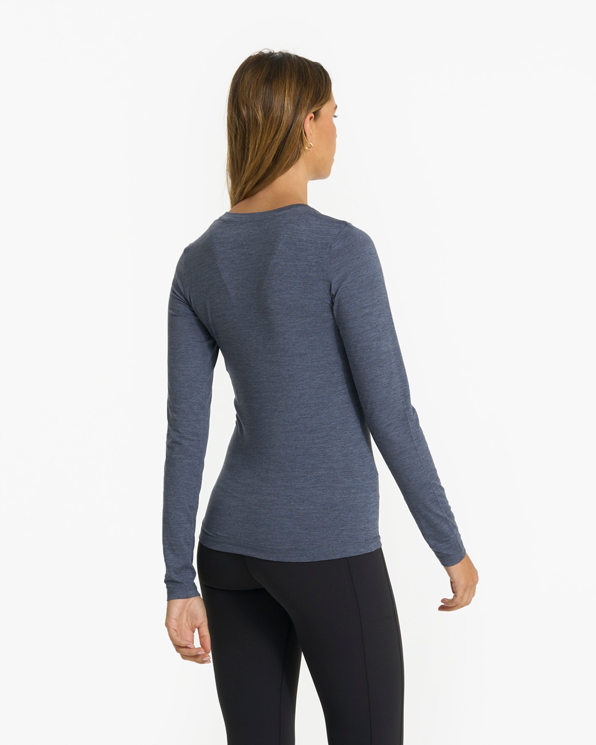 Long-Sleeve Lux Crew | Azure Heather