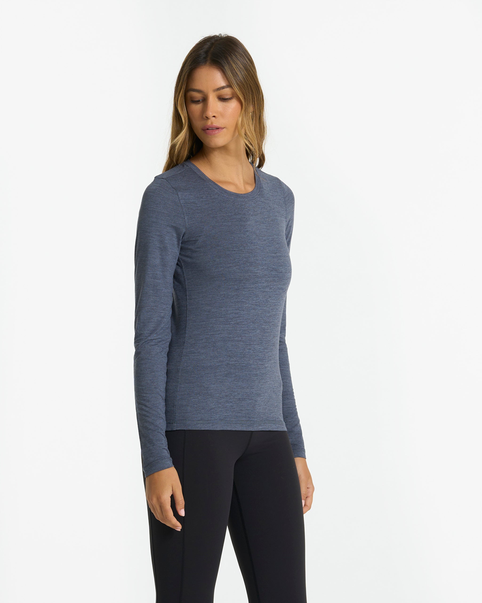 Long-Sleeve Lux Crew | Azure Heather