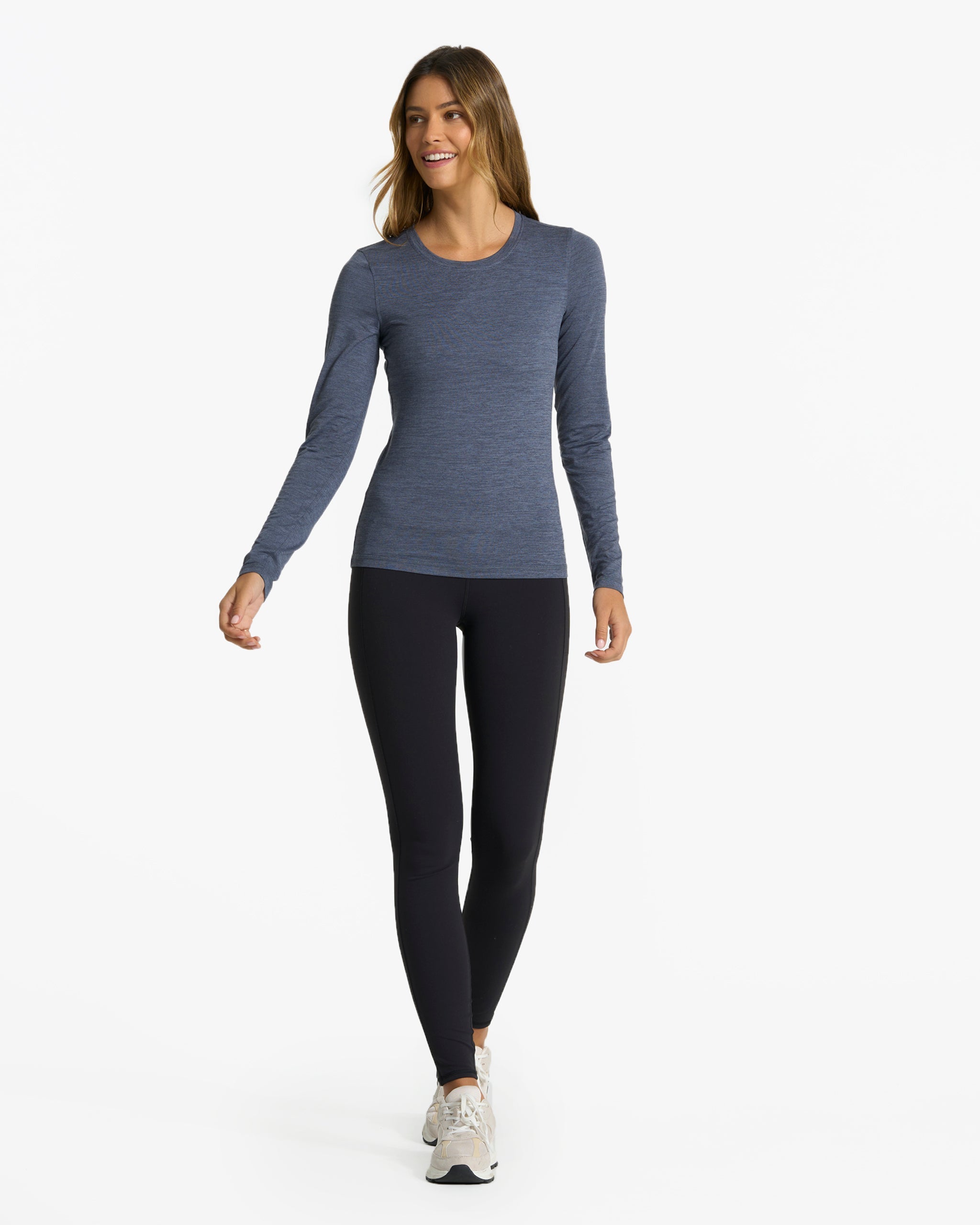 Long-Sleeve Lux Crew | Azure Heather