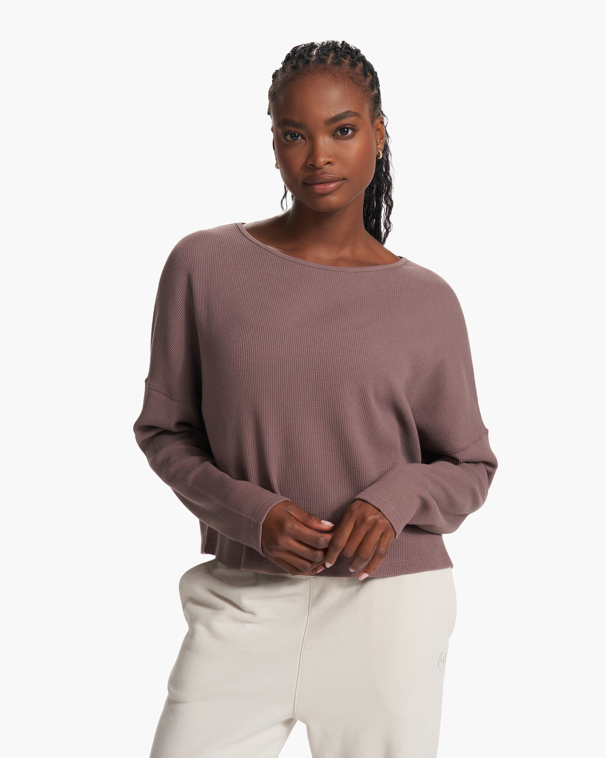 Slouchy Waffle Crew | Hazel