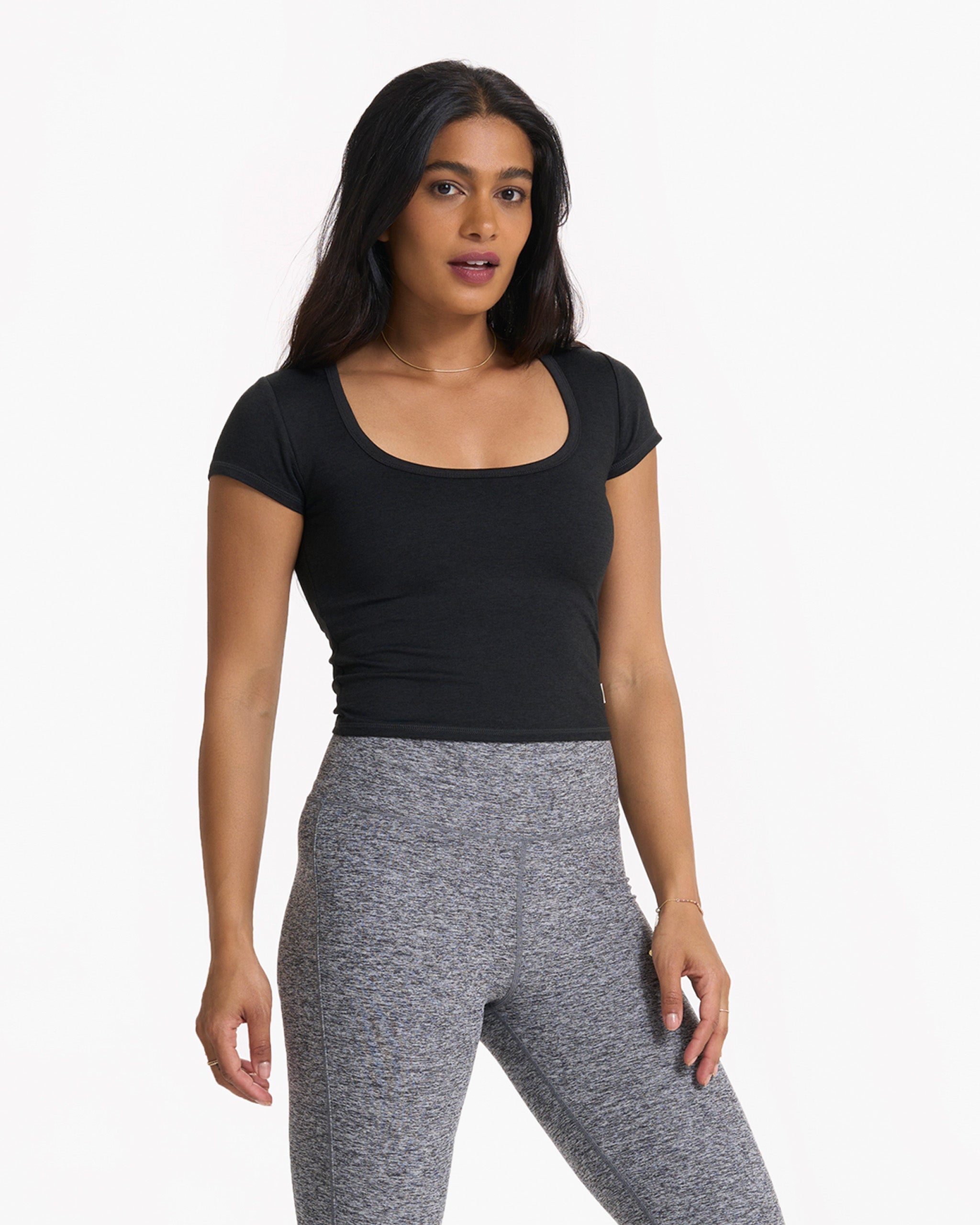 Short Sleeve Halo Crop | Black Heather