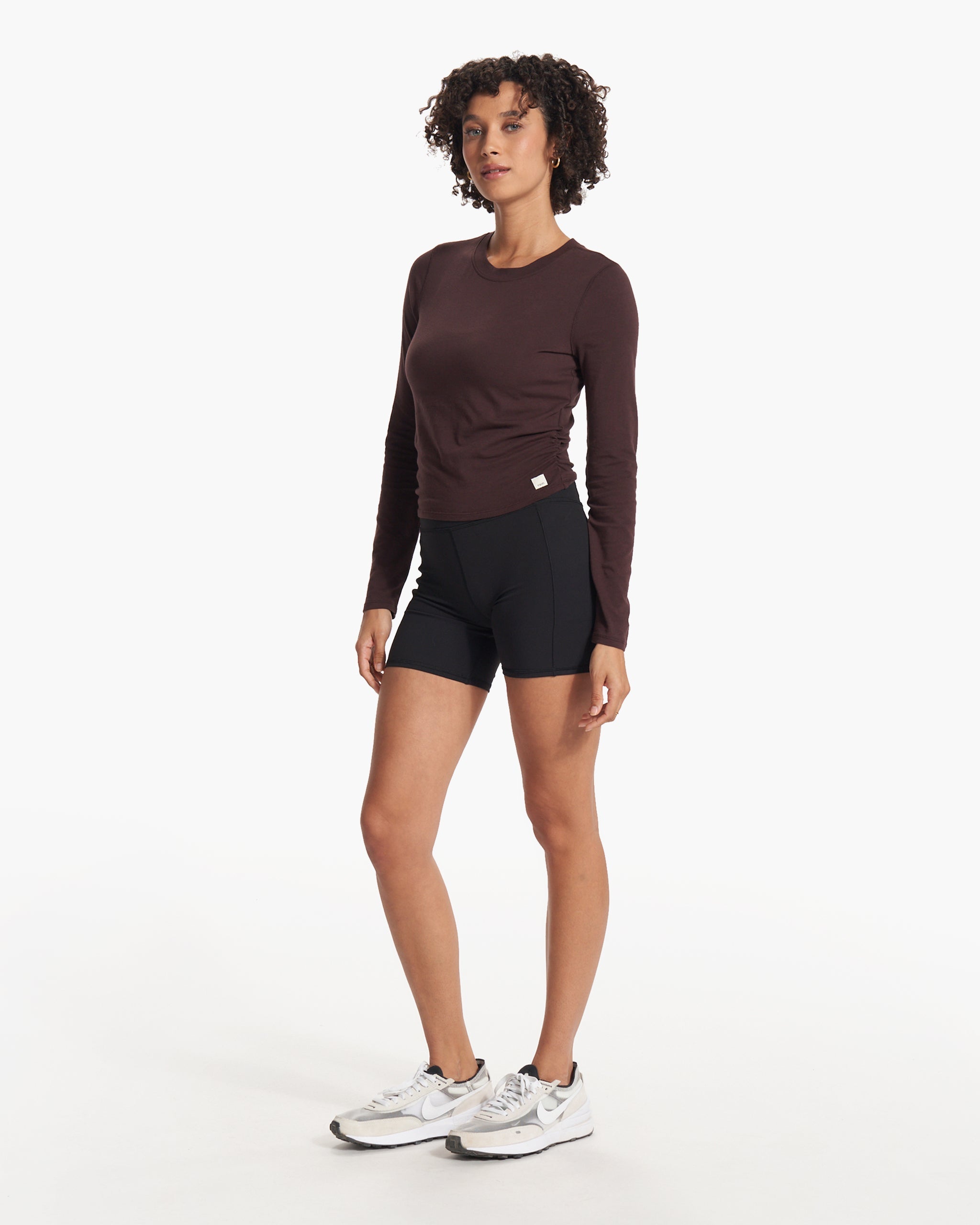 Long-Sleeve Coast Crop Crew | Mahogany