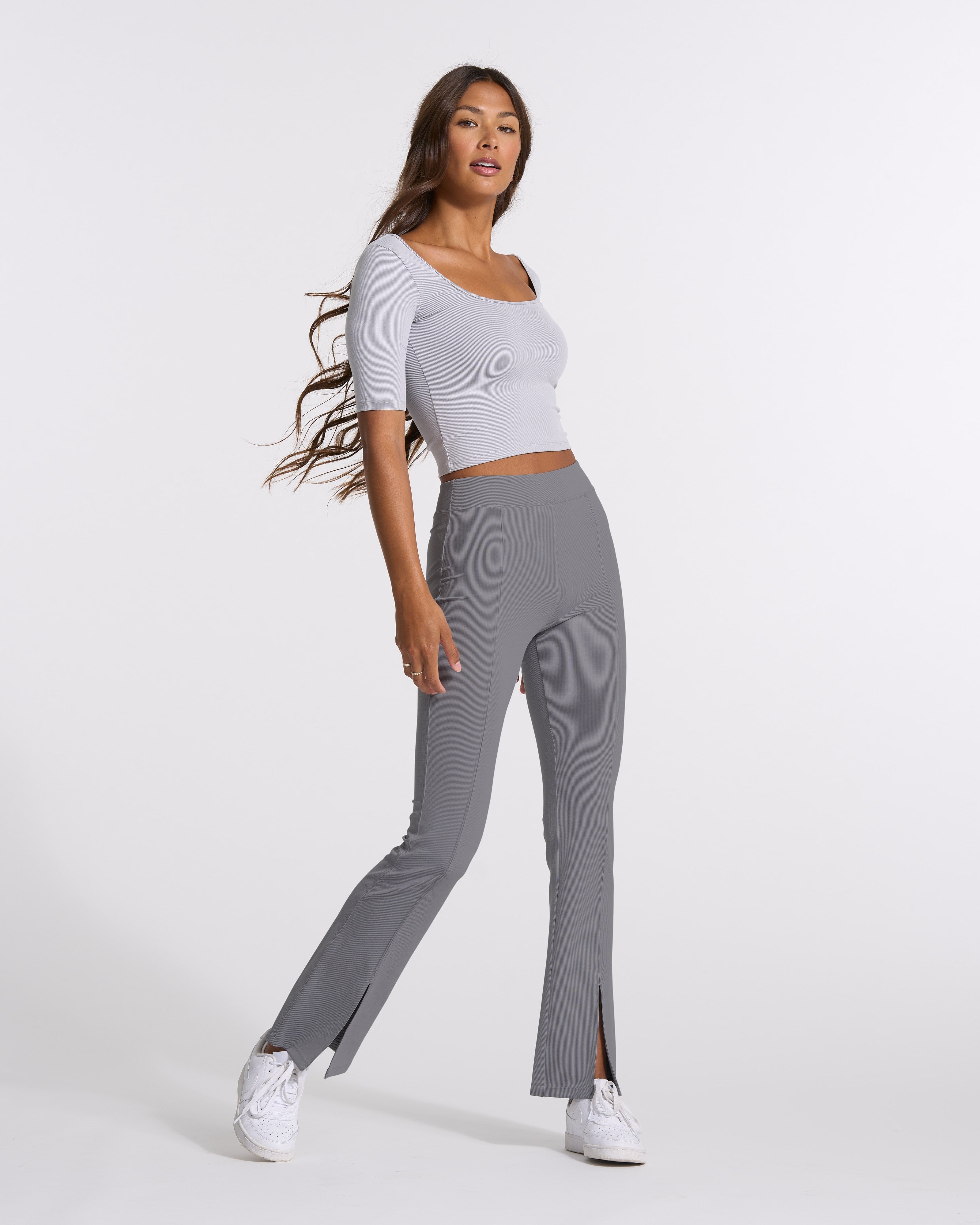 Lux Rib Avant Top | Pale Grey Heather