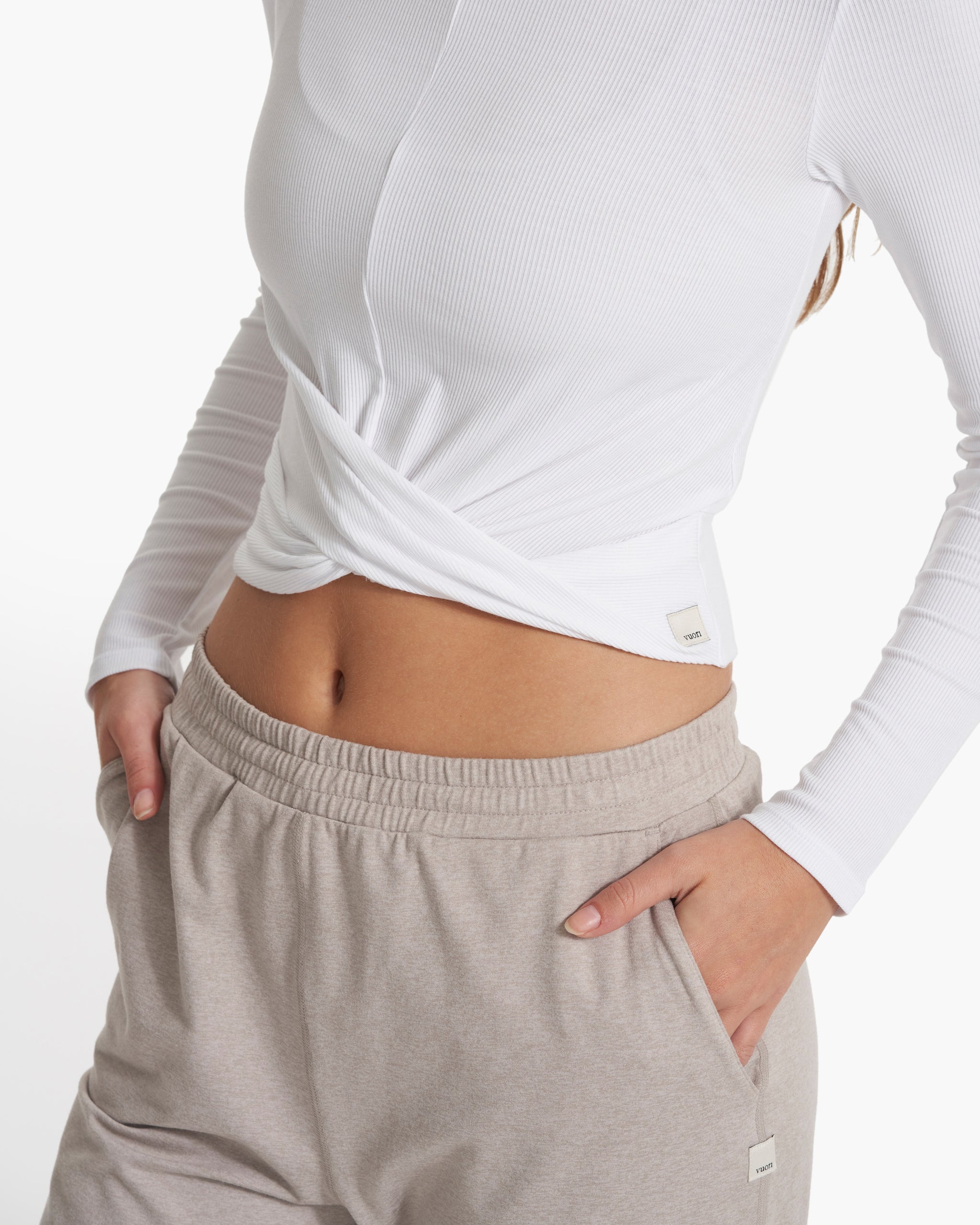 Long Sleeve Cove Twist Tee | White