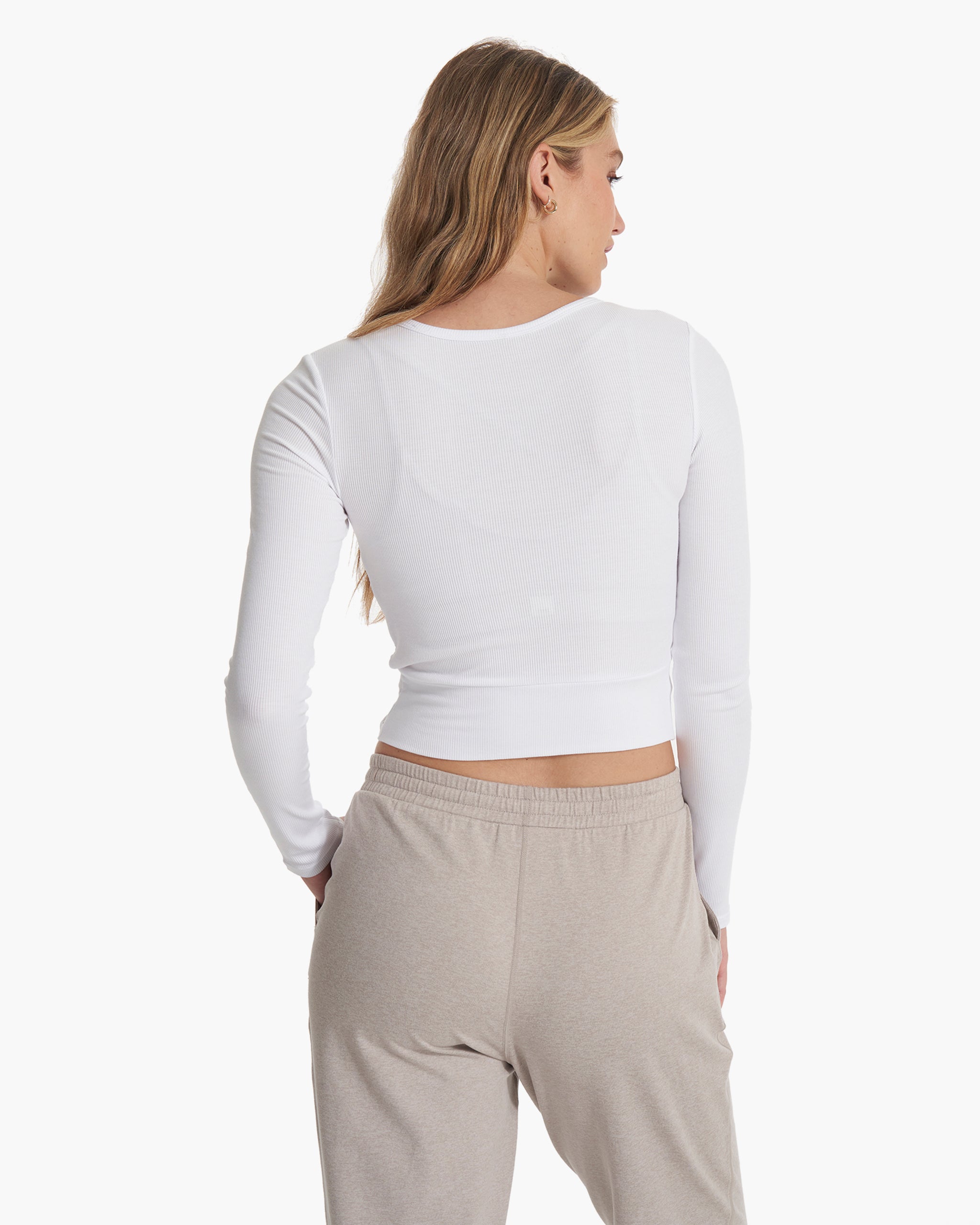 Long Sleeve Cove Twist Tee | White