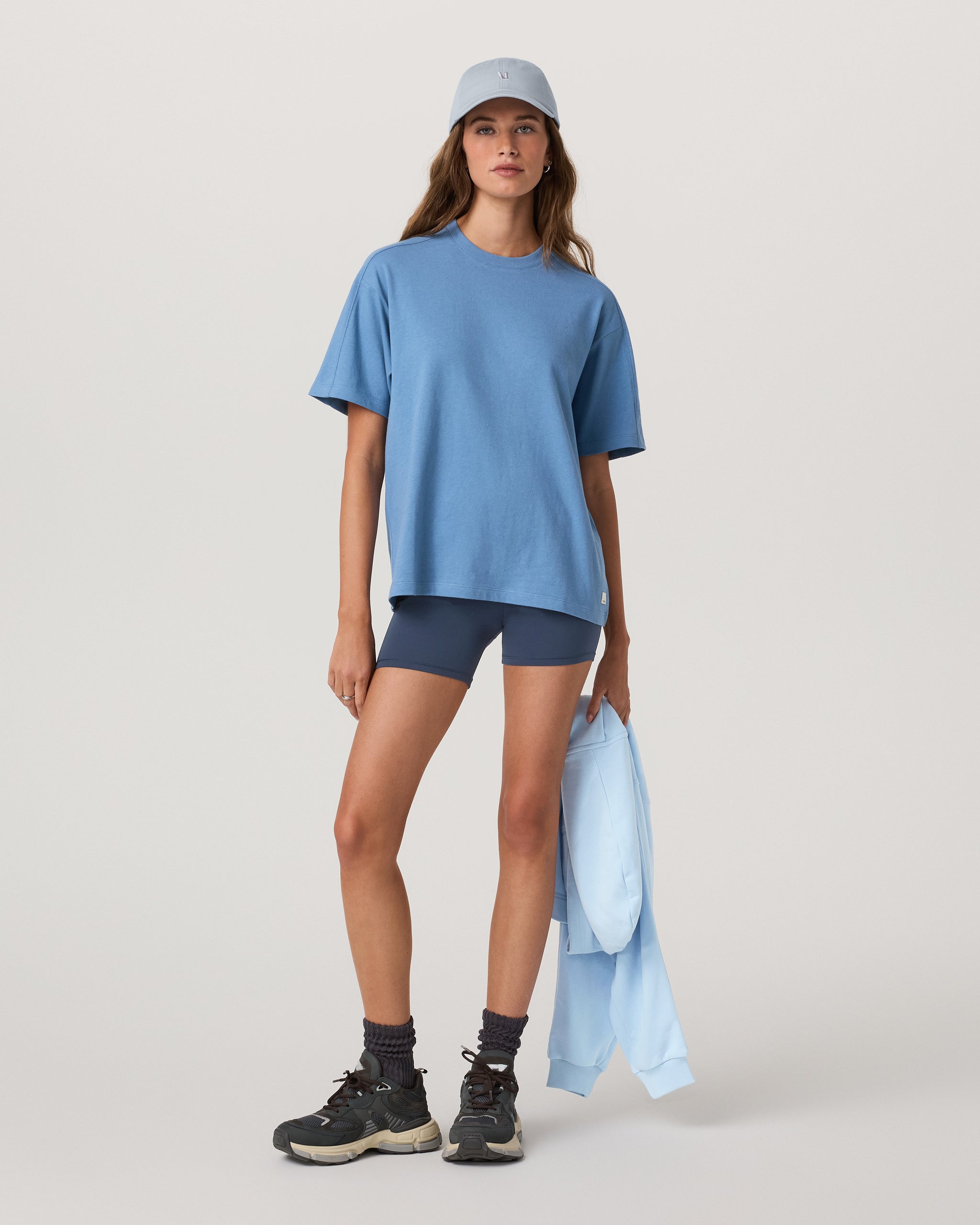 Short Sleeve Heavyweight Oversized Cotton Tee | Light French Blue