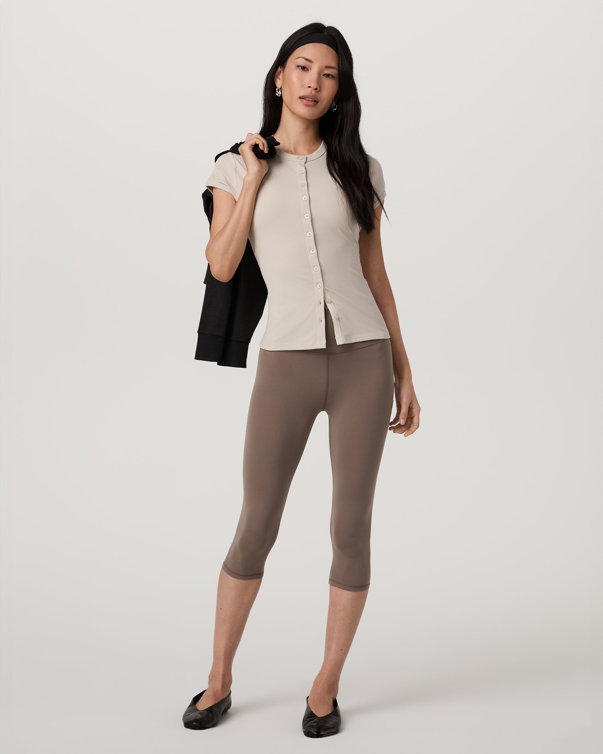 Short Sleeve Pose Button Up | Mushroom