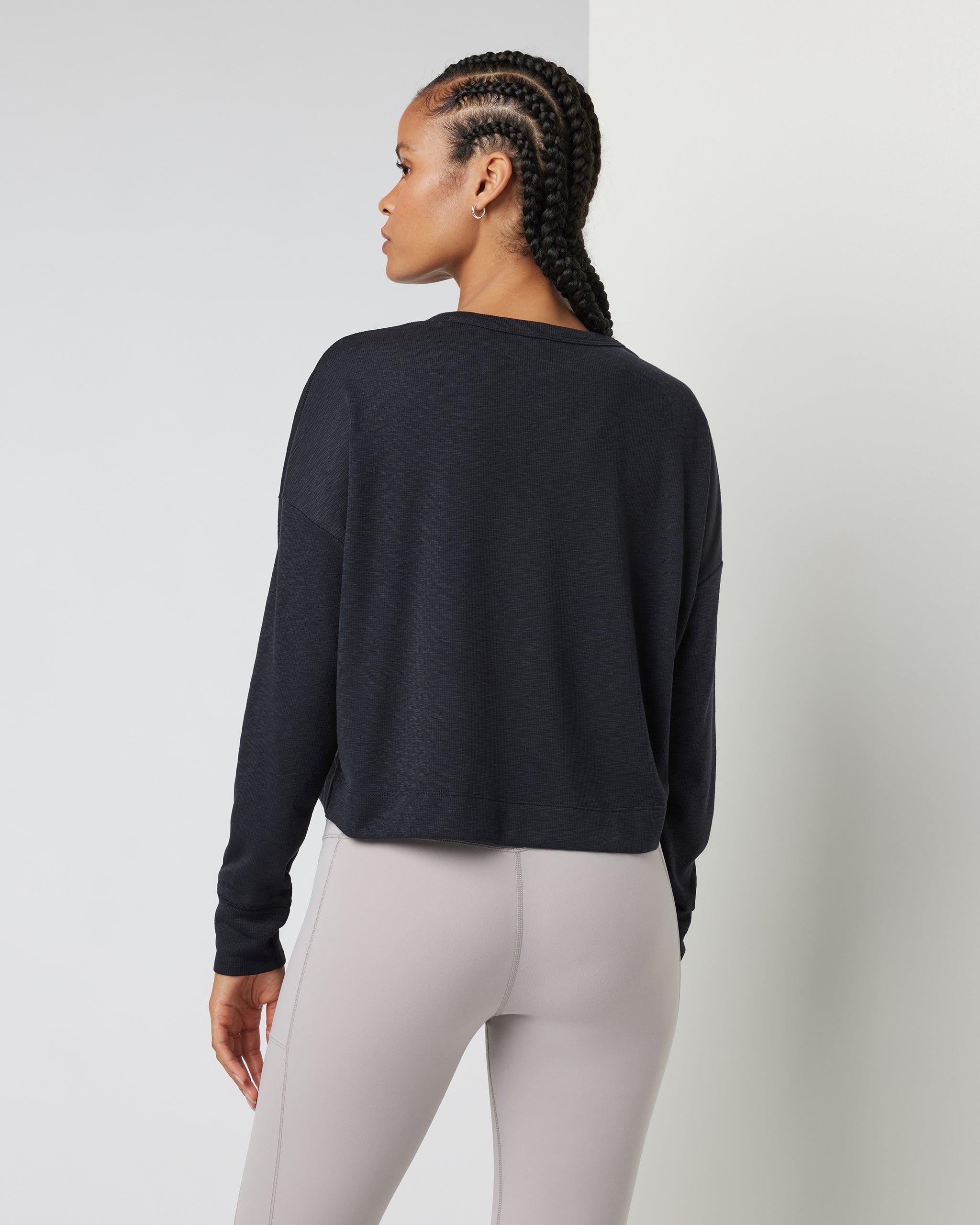 Long Sleeve Sunrise Oversize Henley | Black