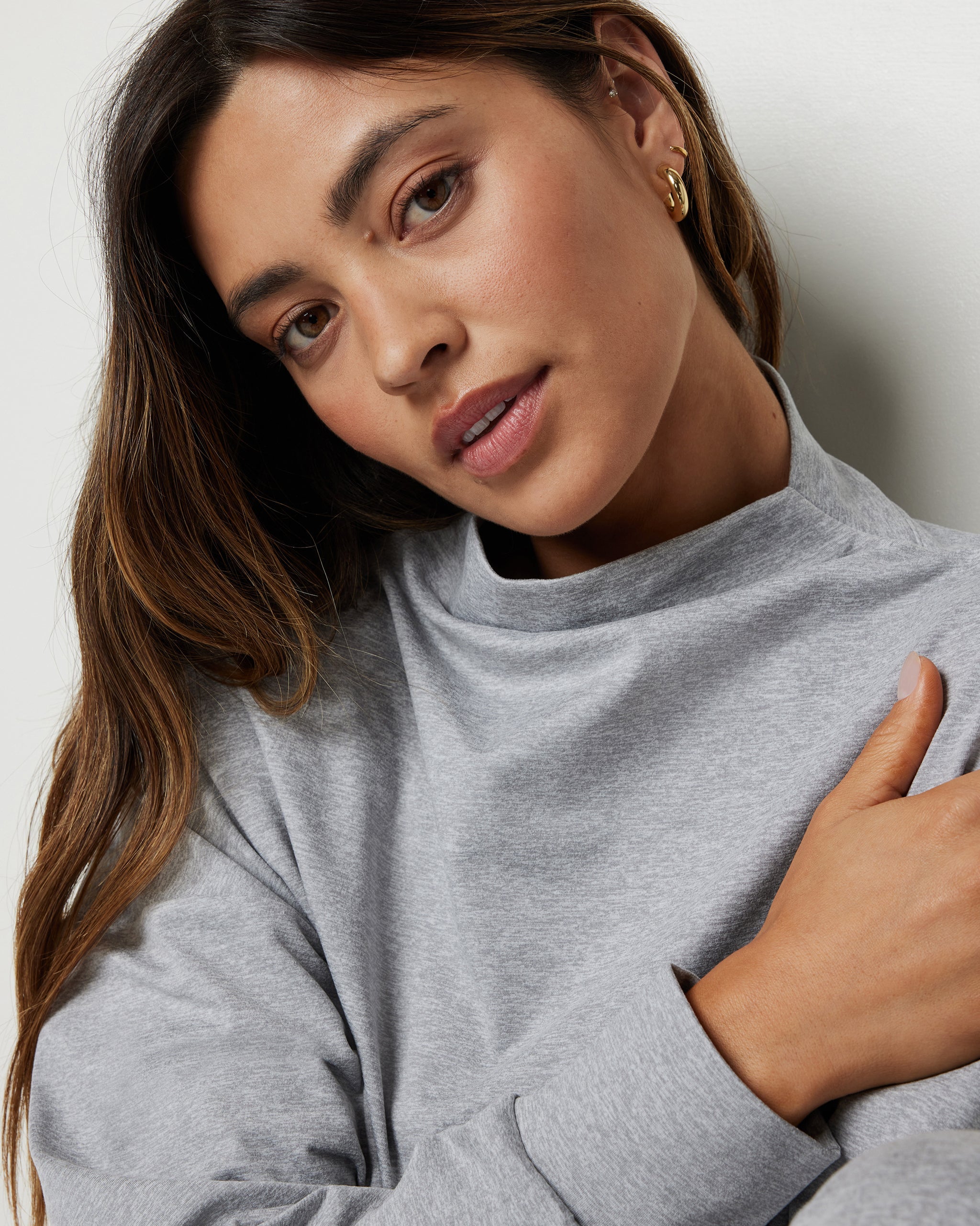 Granite Funnel Neck | Light Heather Grey