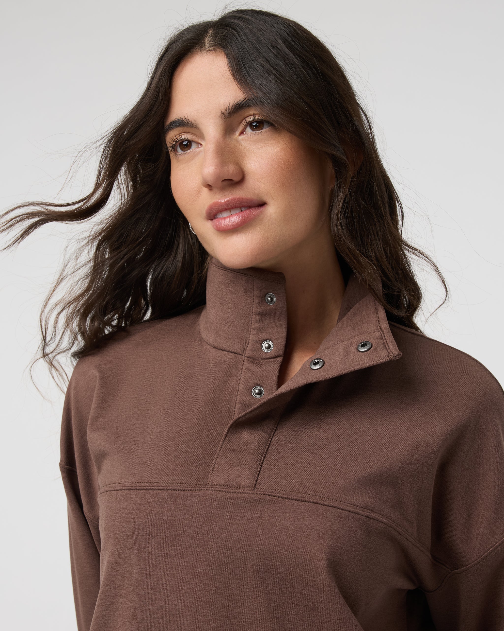 Granite Snap Mock | Chocolate Milk Heather