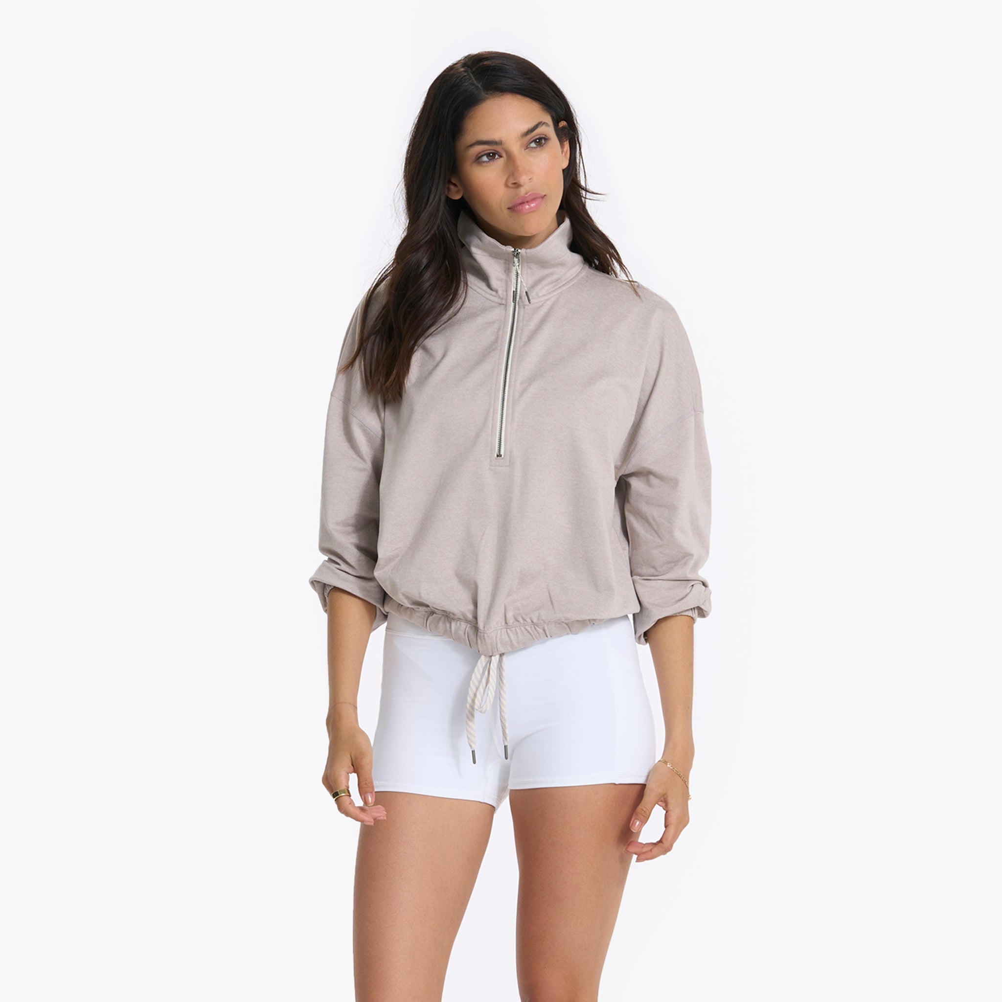 Halo Relaxed Half Zip | Oyster Heather