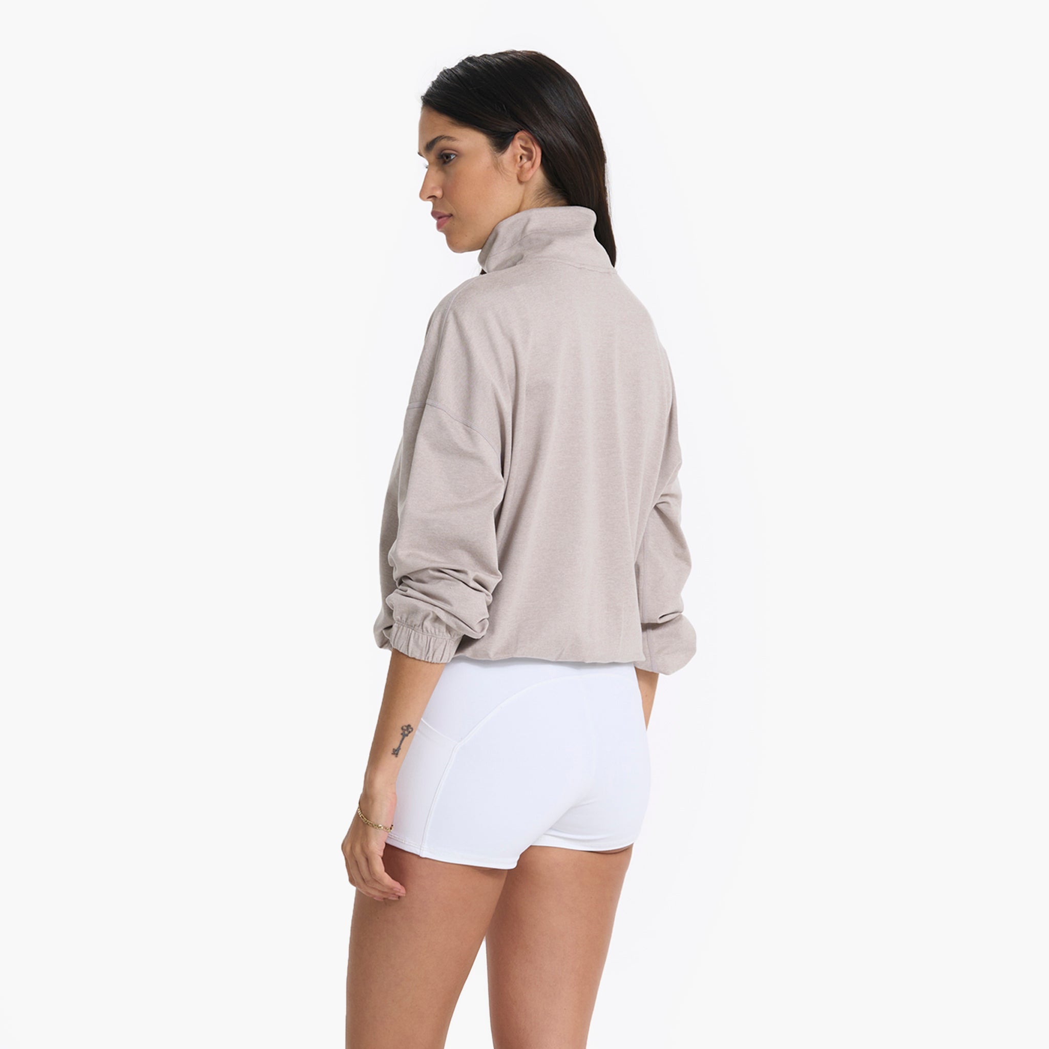 Halo Relaxed Half Zip | Oyster Heather