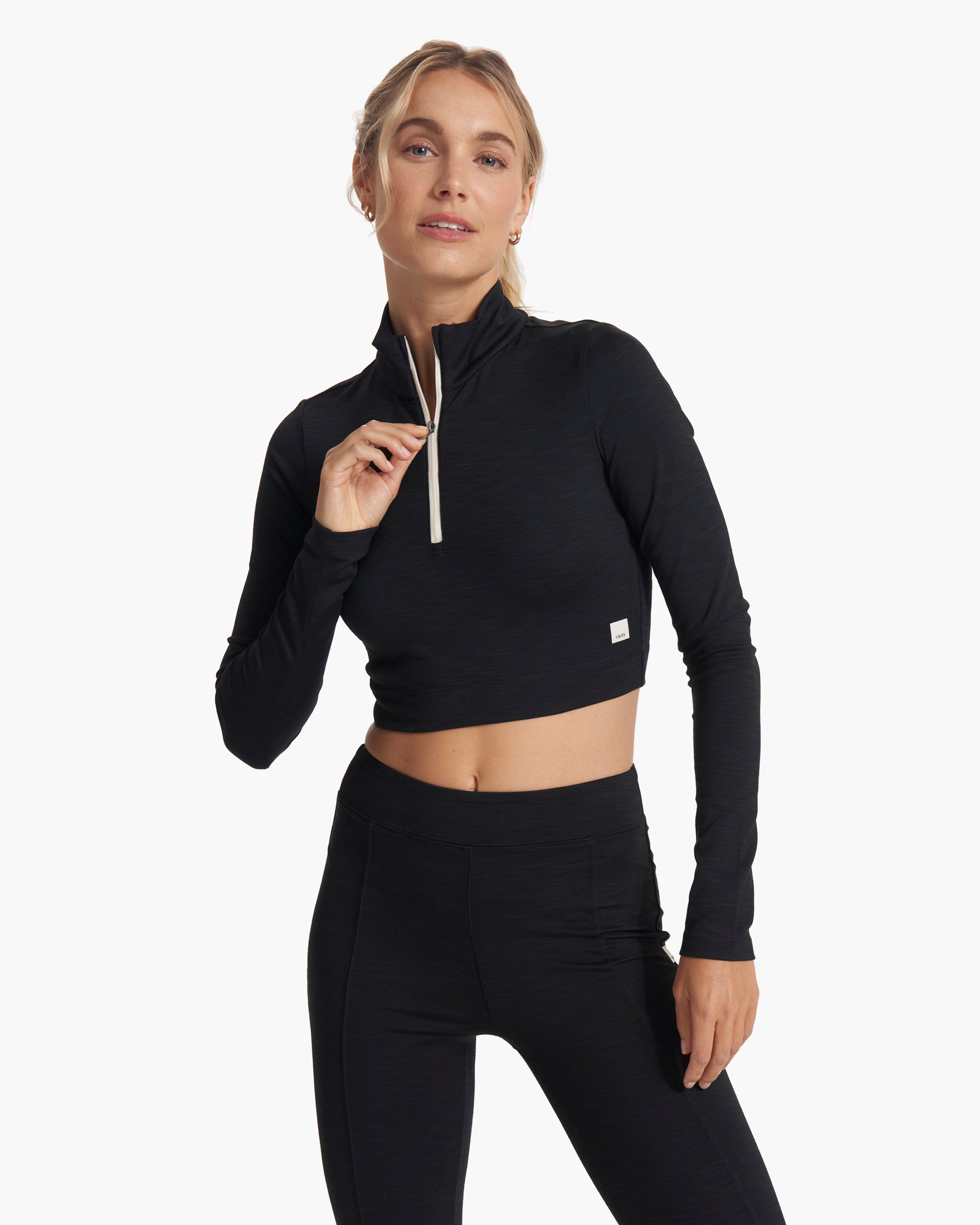Lux Rib Half Zip | Black