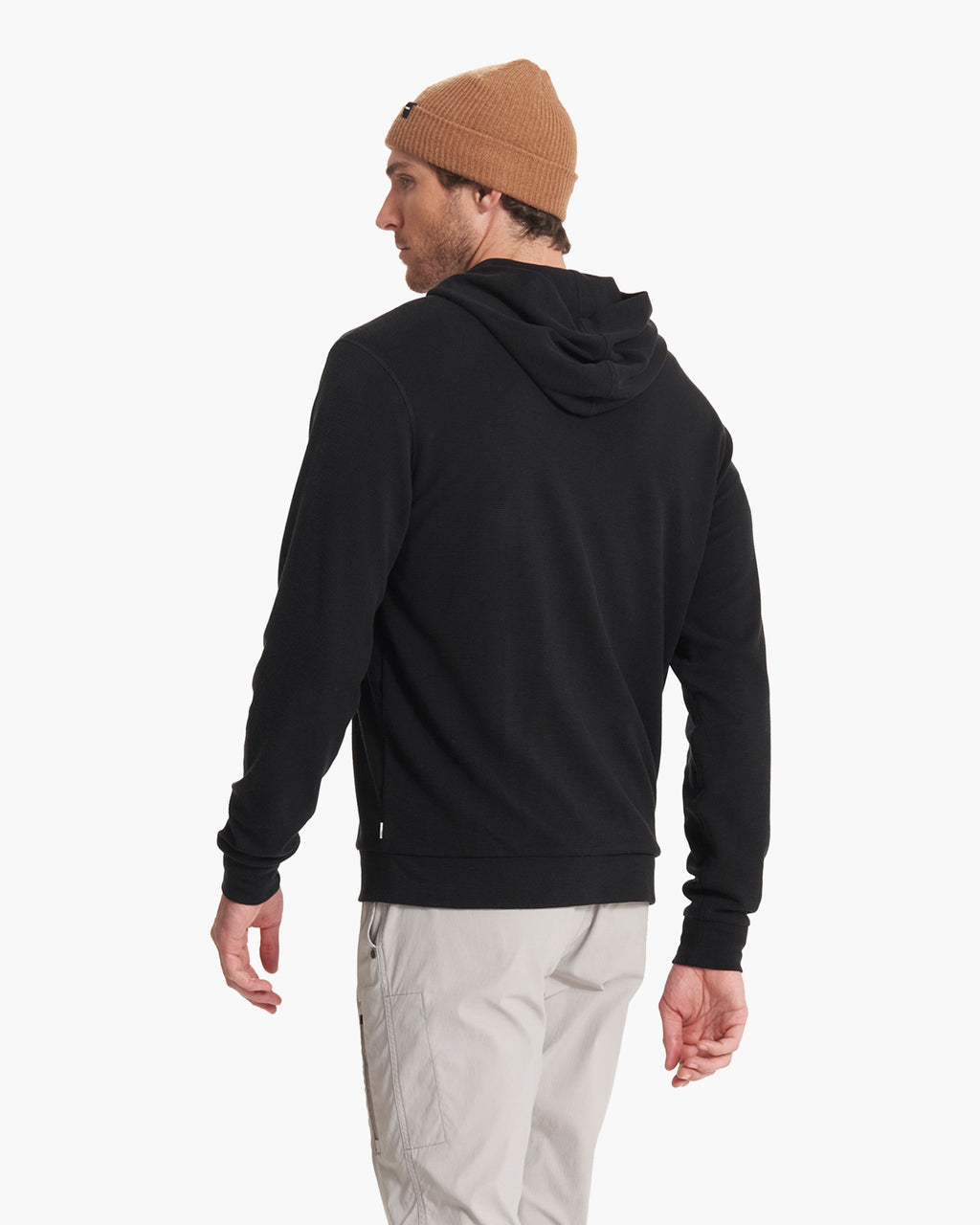 Performance Waffle Zip Hoodie | Washed Black