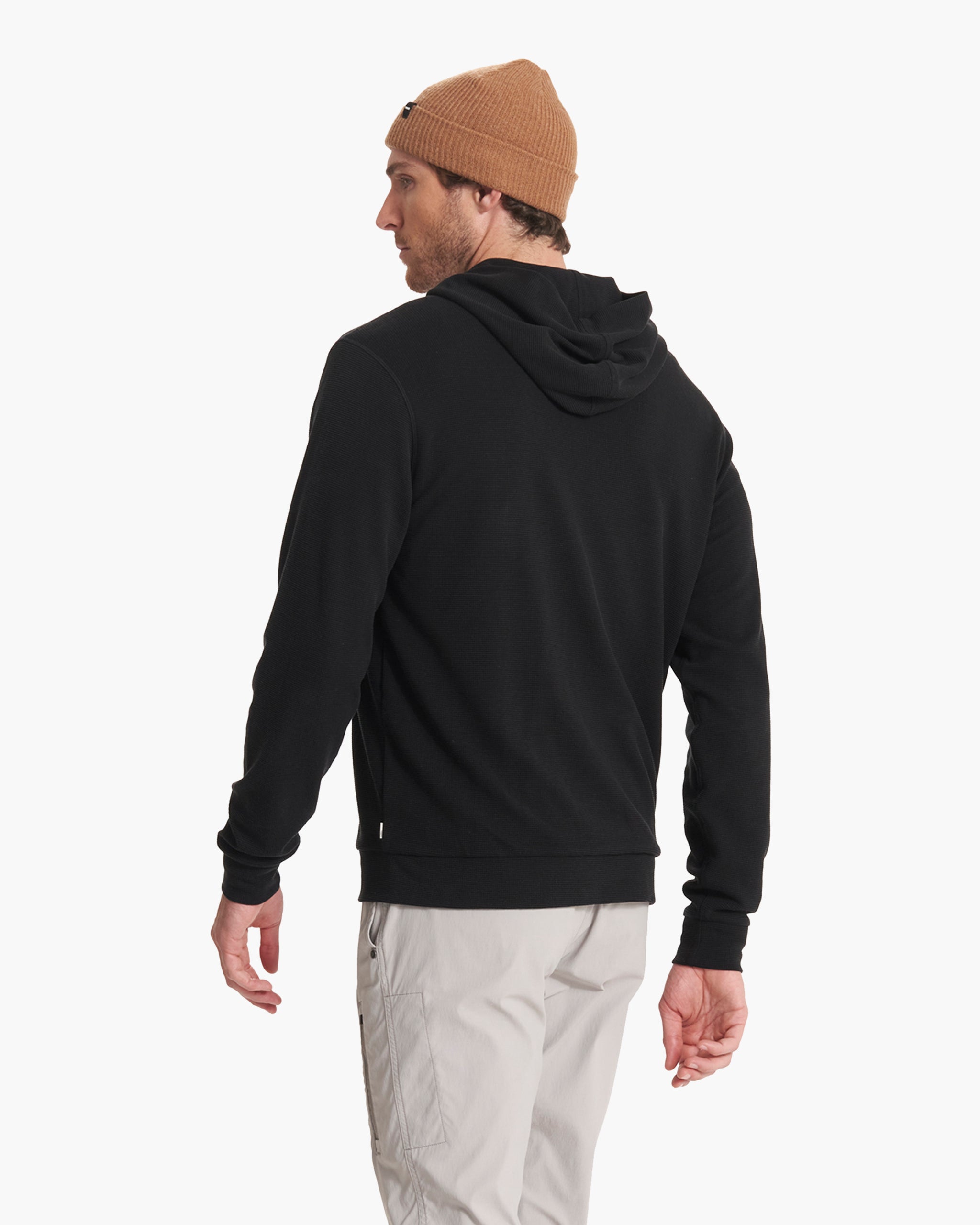 Performance Waffle Zip Hoodie | Washed Black