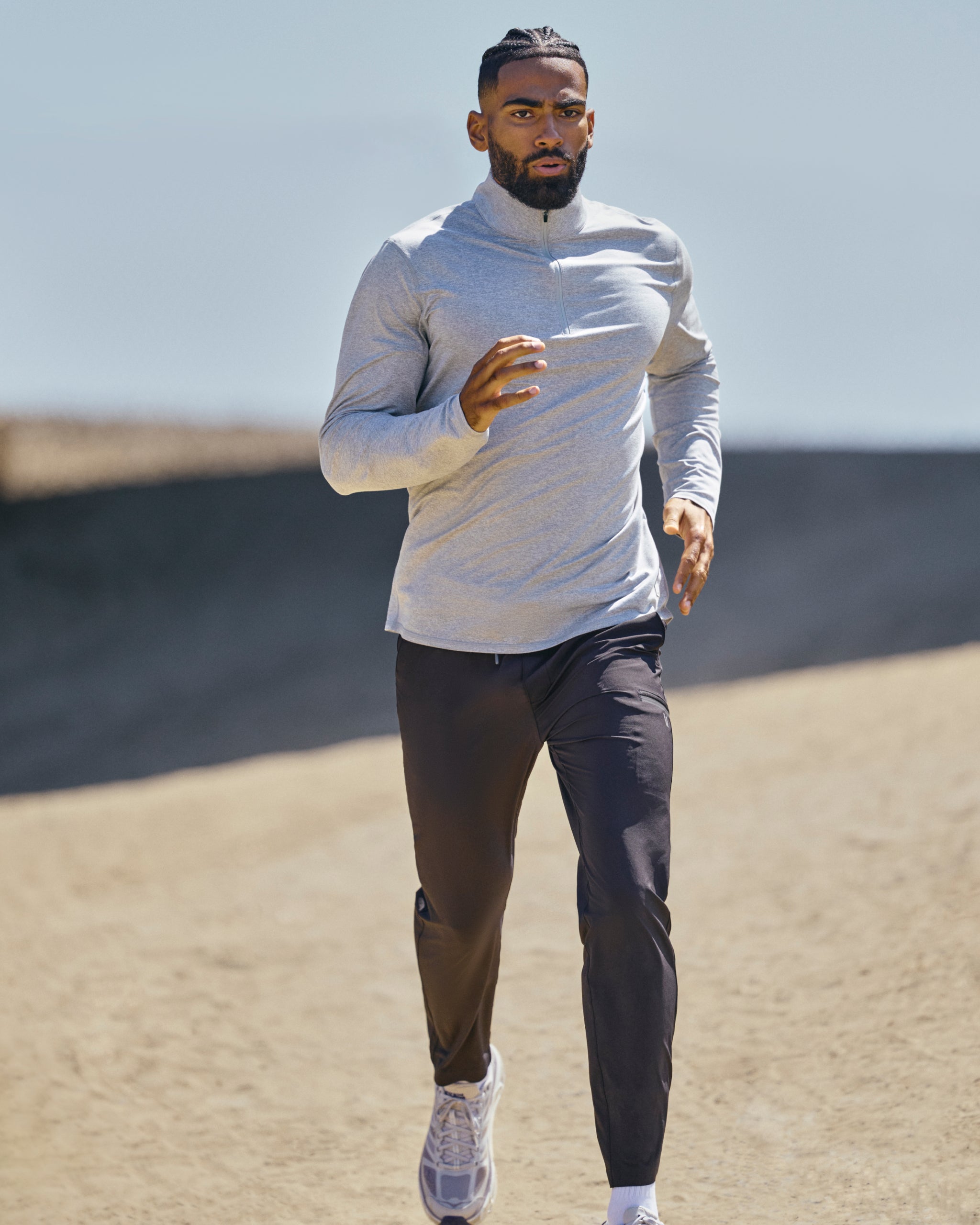 Ponto Half Zip Mock Neck | Light Heather Grey