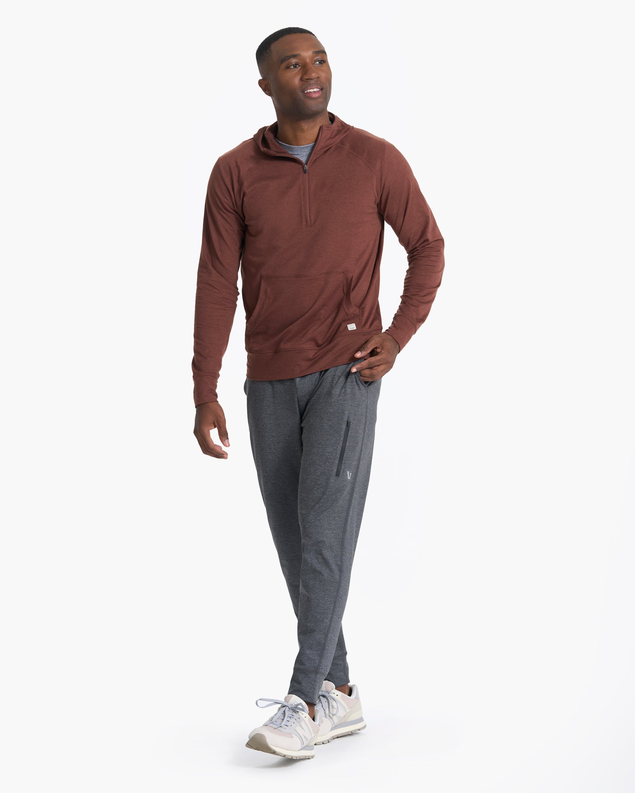 Ponto Performance Half Zip Hoodie | Cedar Heather