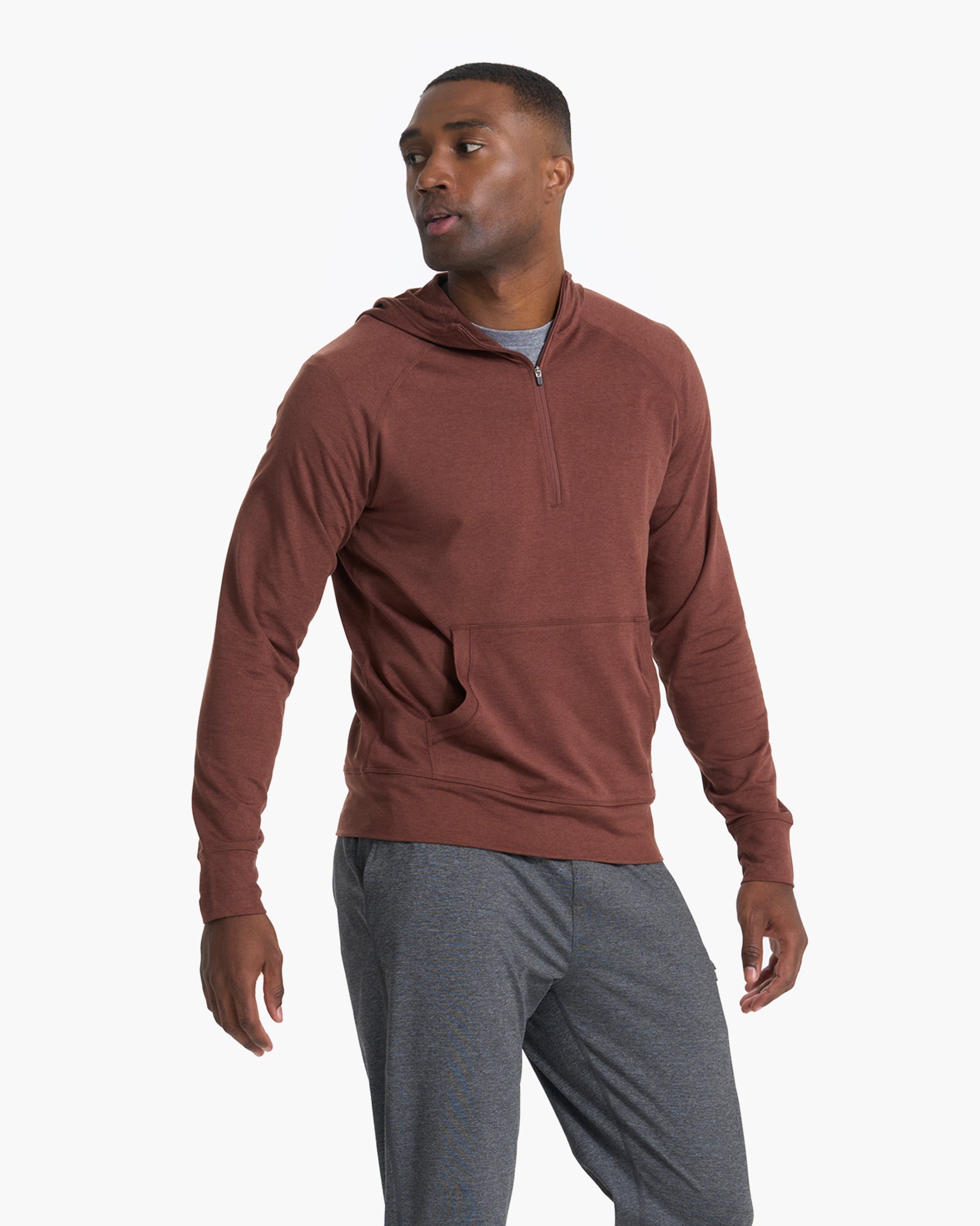 Ponto Performance Half Zip Hoodie | Cedar Heather