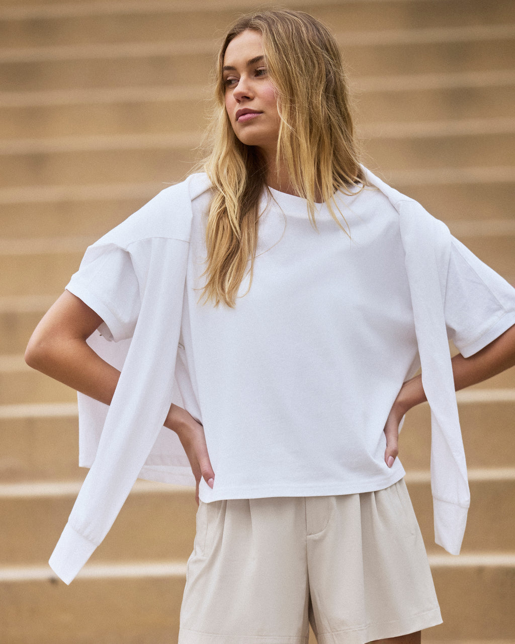 Short Sleeve Heavyweight Oversized Cotton Tee | White