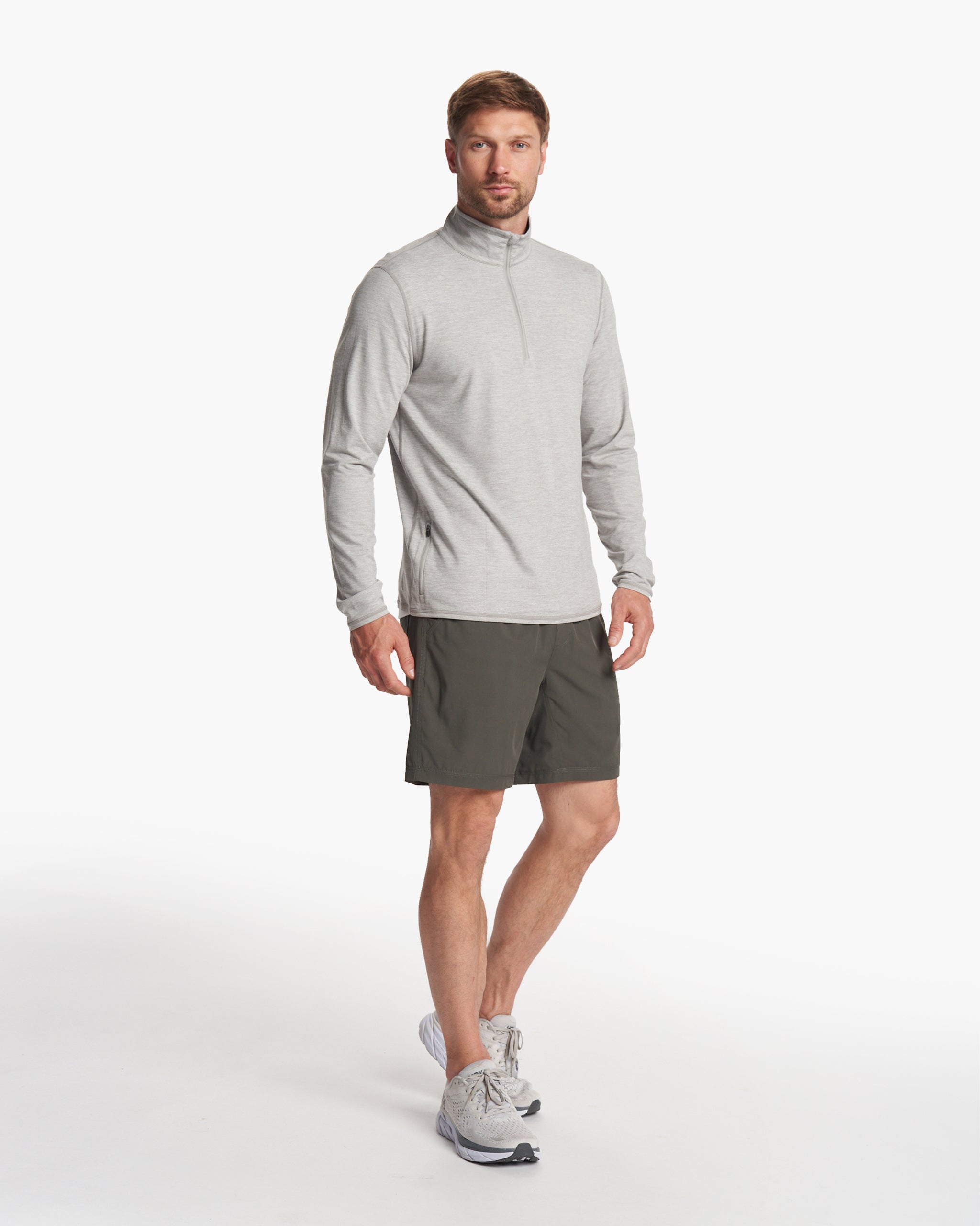 Ease Performance Half Zip | Light Heather Grey