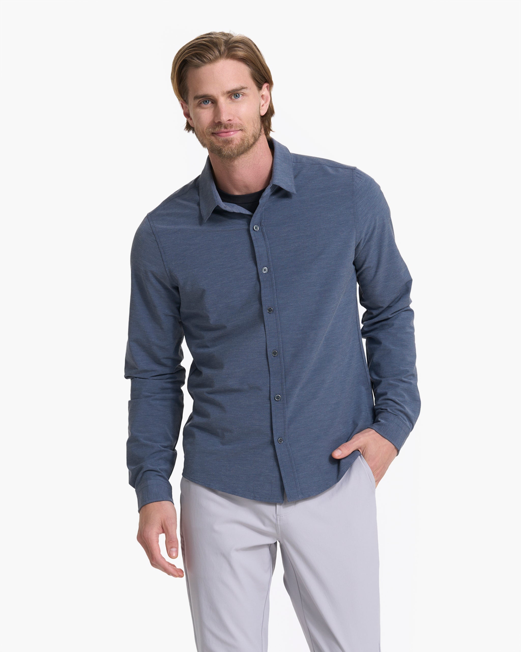 Long Sleeve Bridge Button Down | Azure
