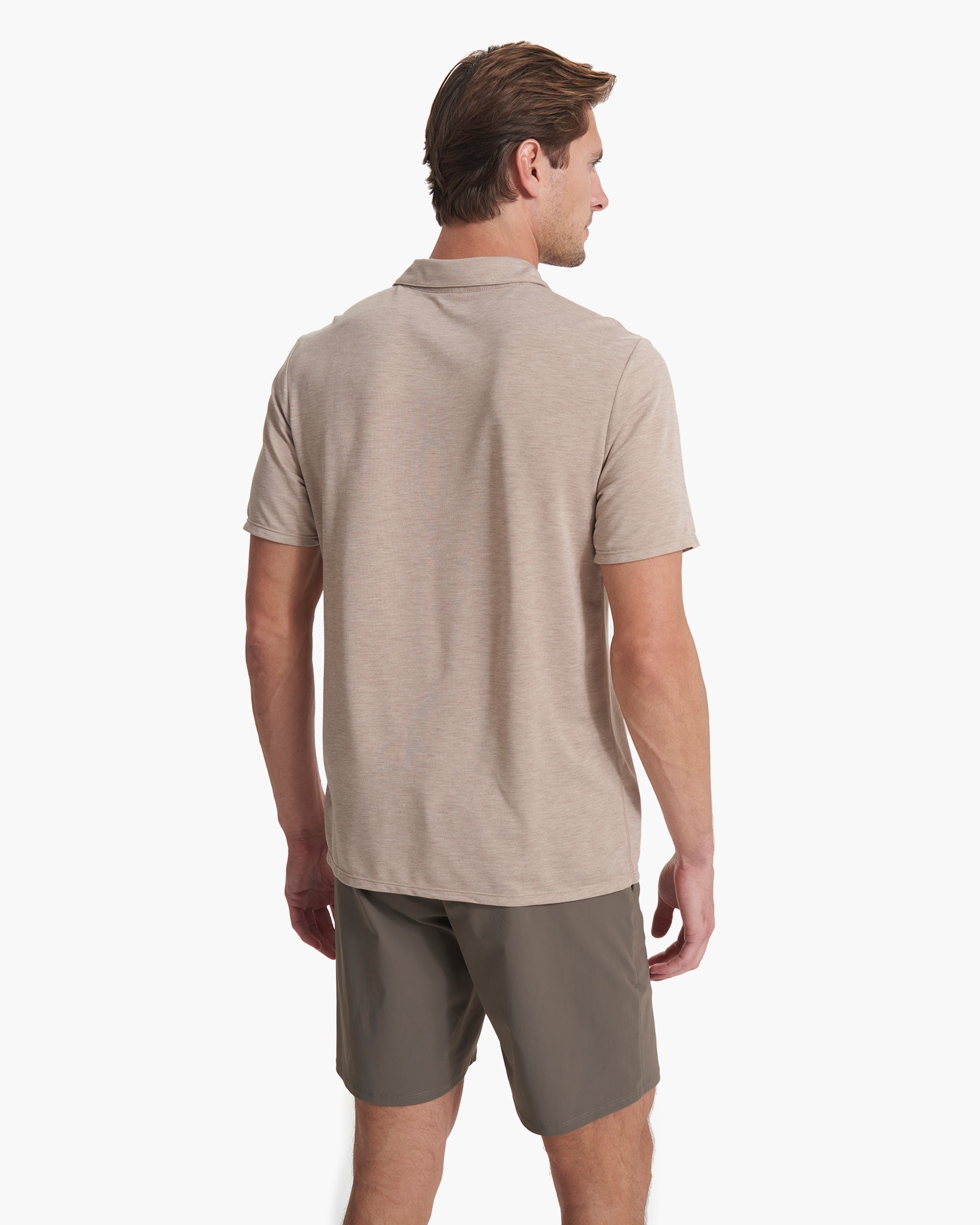 Knit Twill Polo | Camel Heather