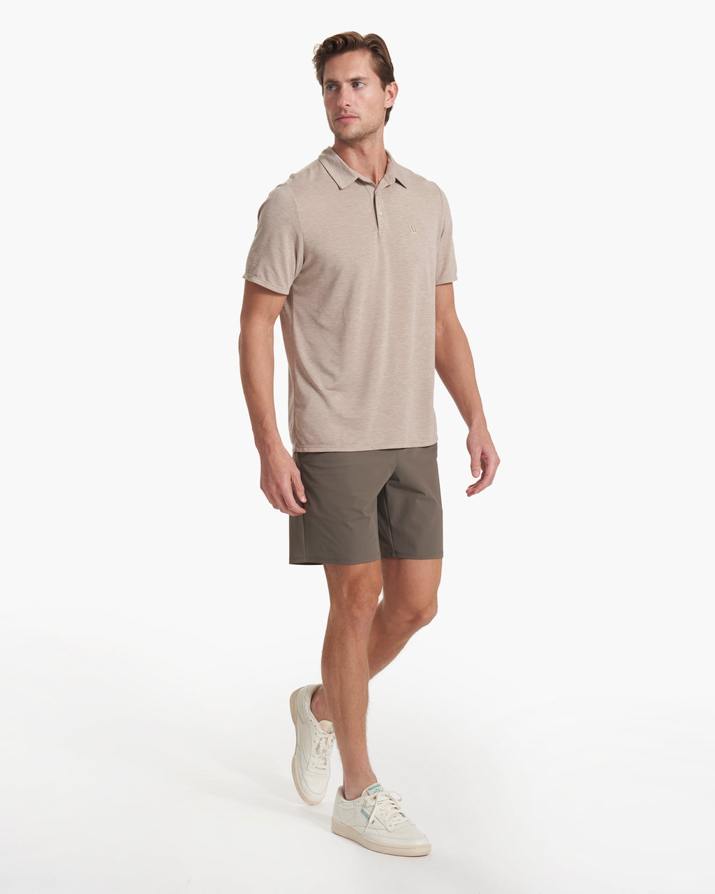 Knit Twill Polo | Camel Heather