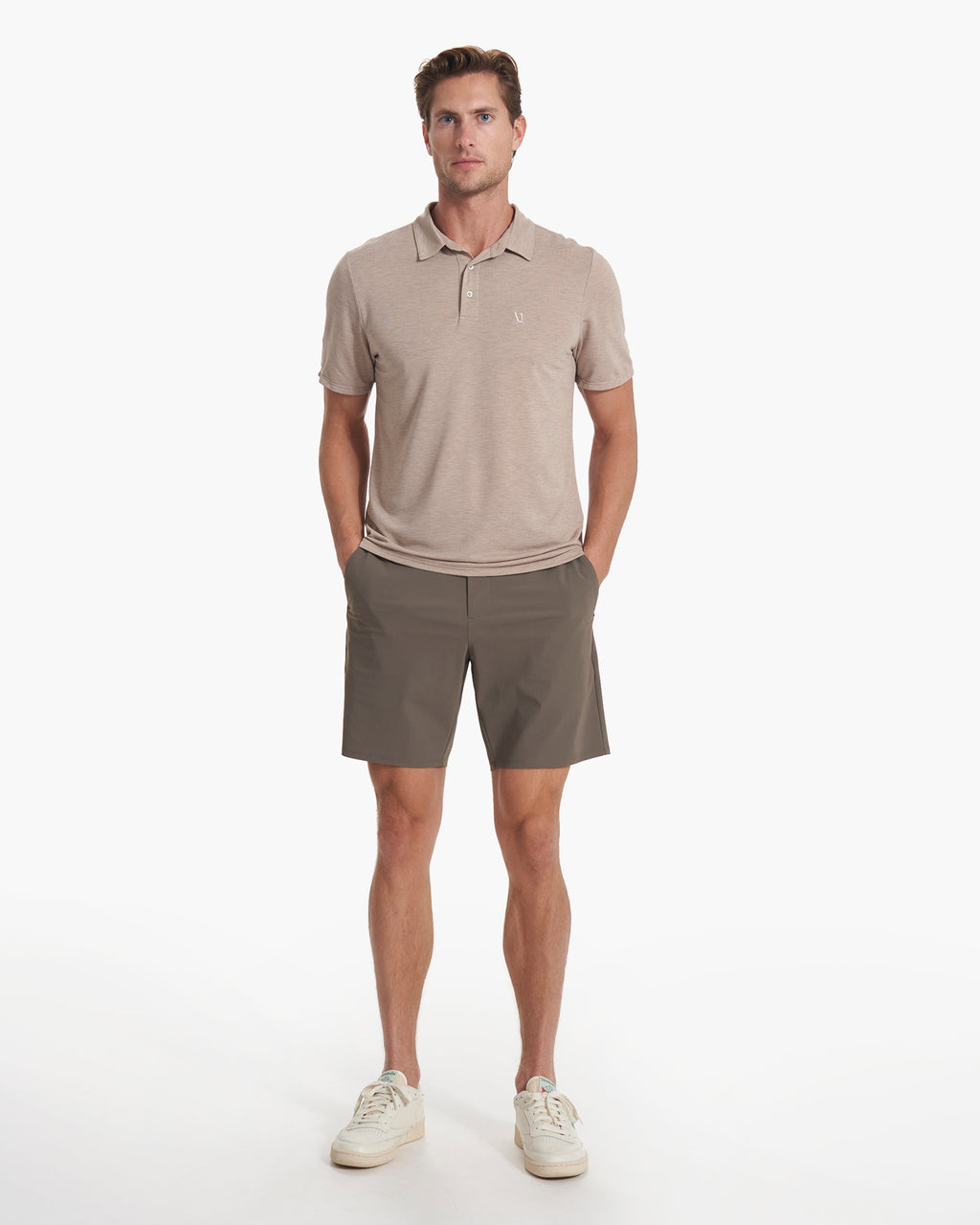 Knit Twill Polo | Camel Heather