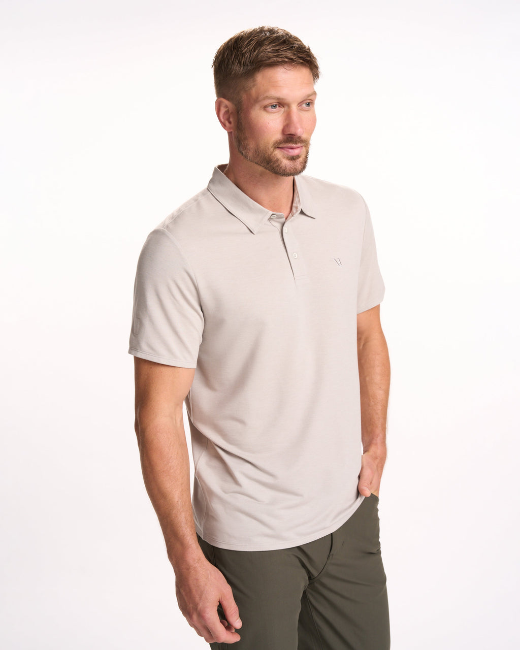 Knit Twill Polo | Beachsand Heather