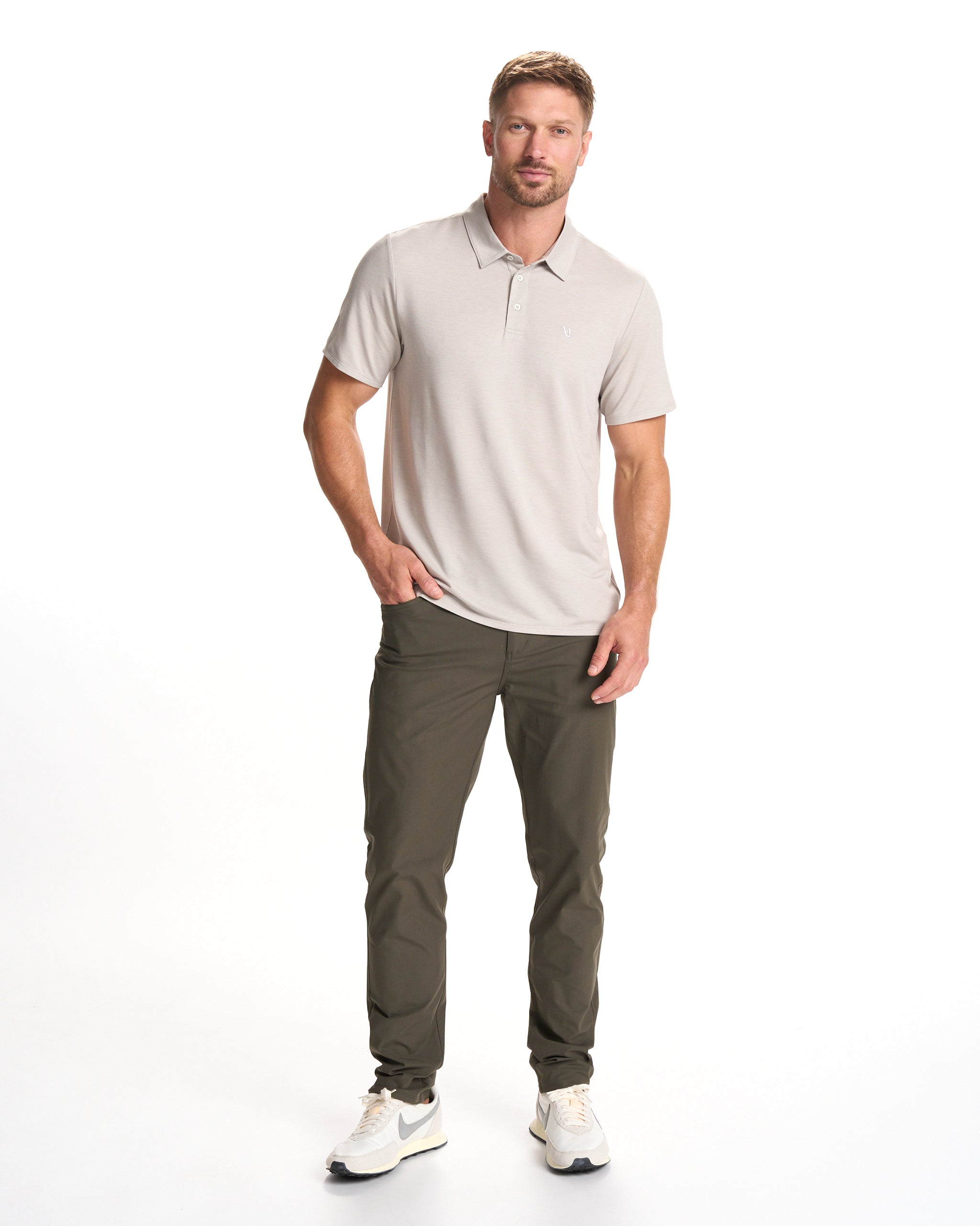 Knit Twill Polo | Beachsand Heather