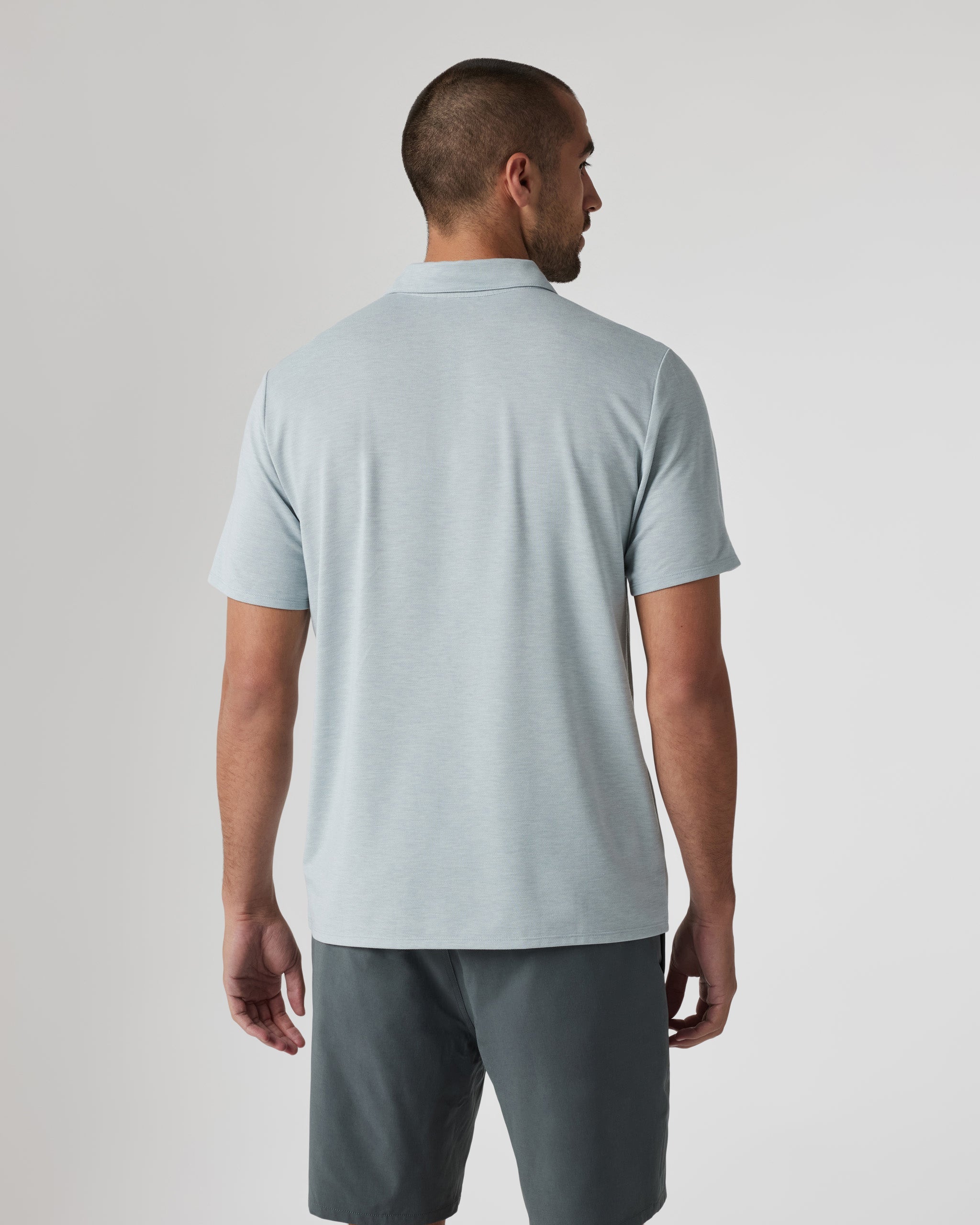 Knit Twill Polo | Chalk Blue Heather