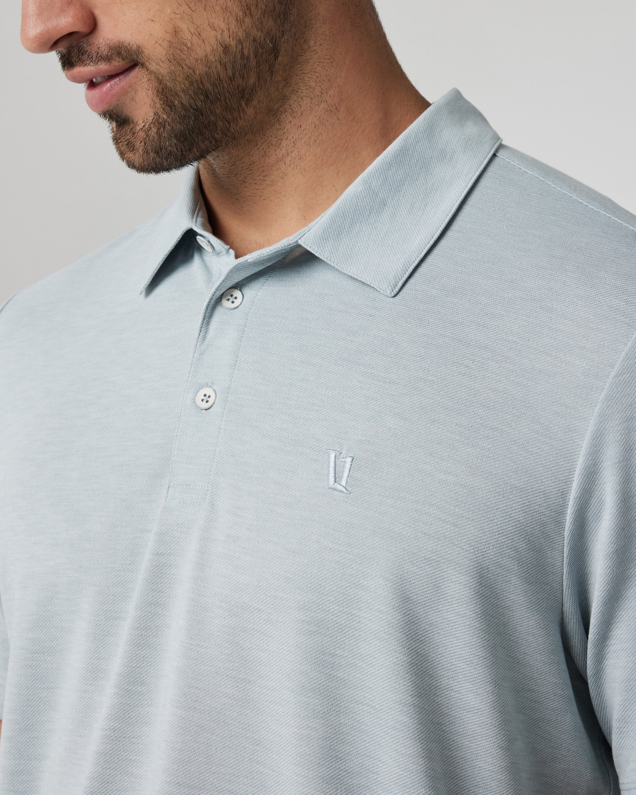 Knit Twill Polo | Chalk Blue Heather