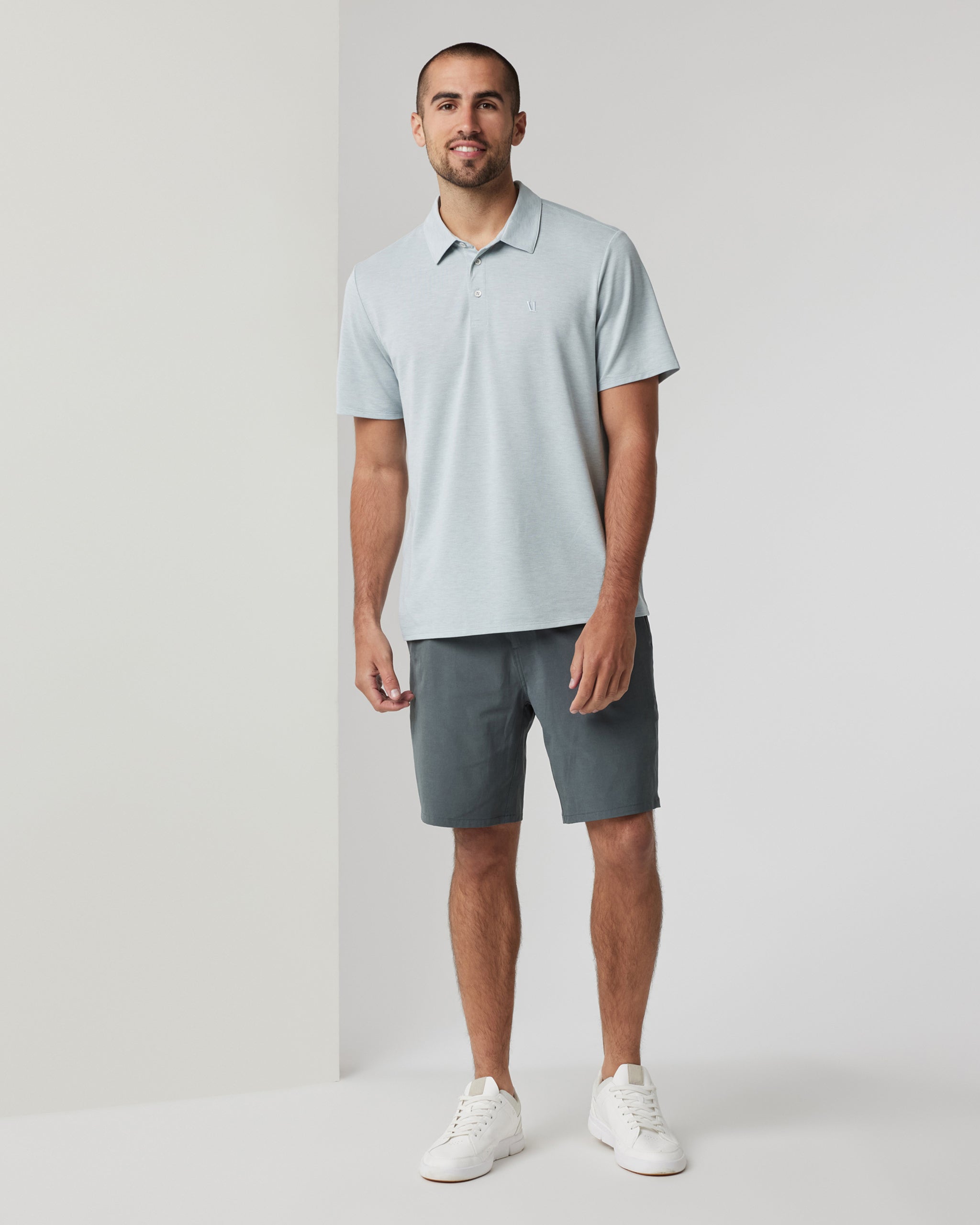 Knit Twill Polo | Chalk Blue Heather