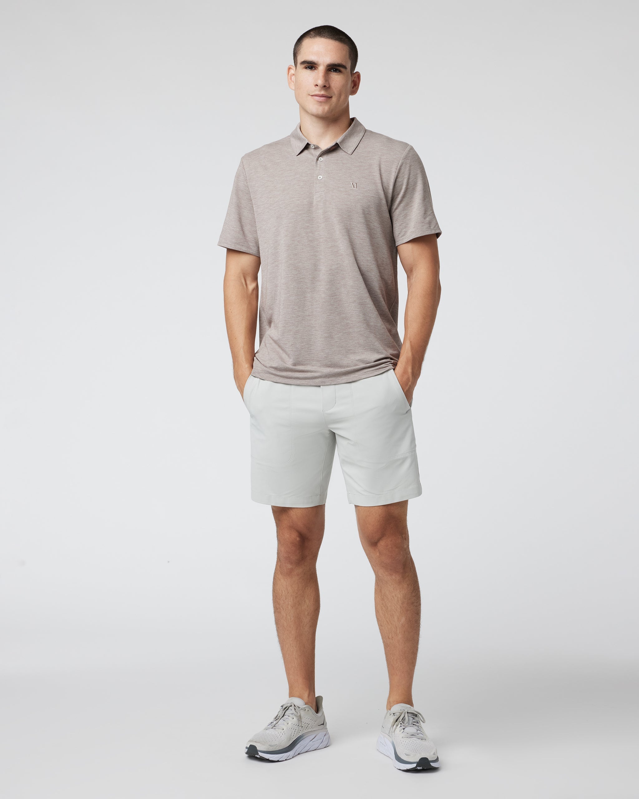 Knit Twill Polo | Fossil Heather