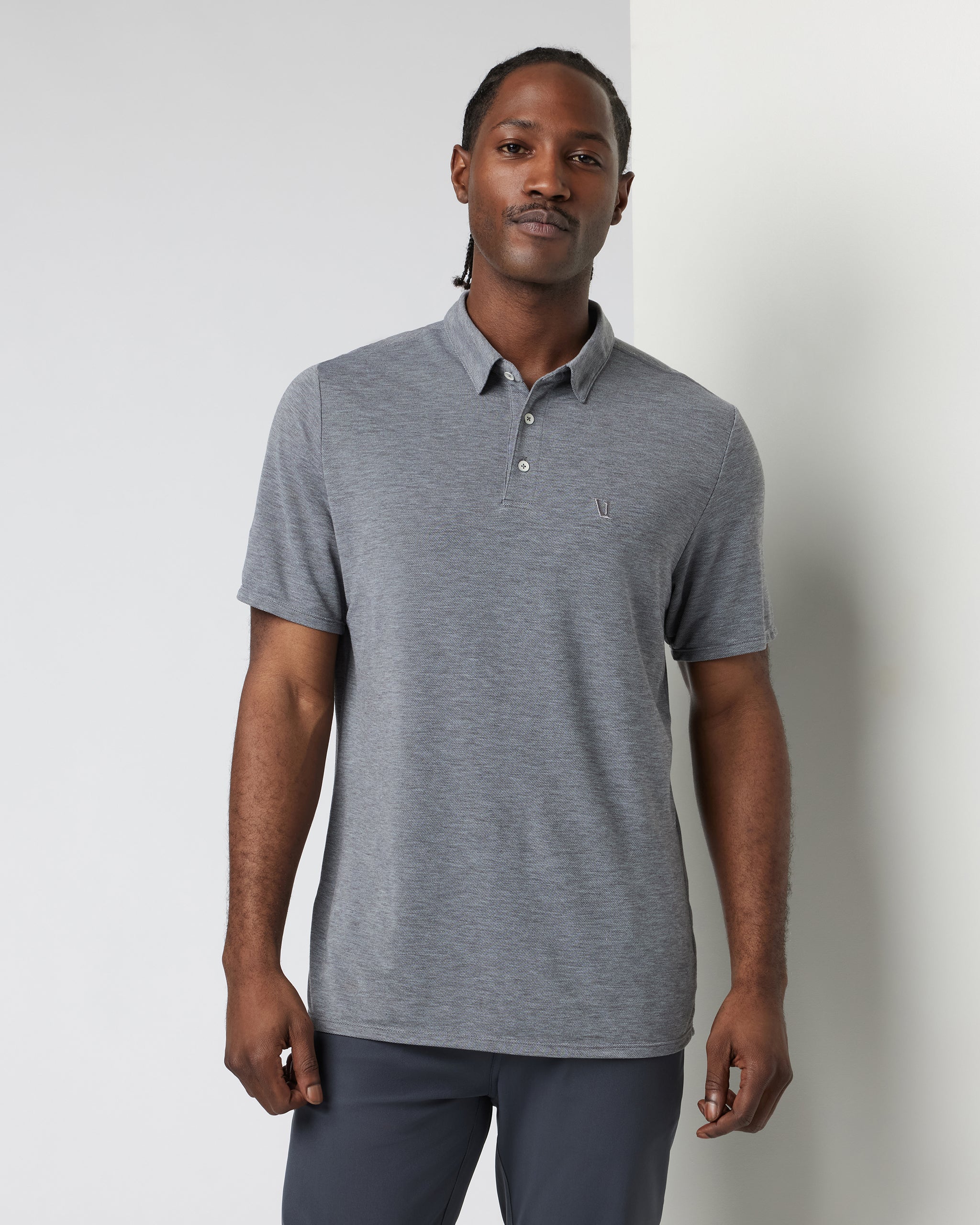 Knit Twill Polo | Heather Grey