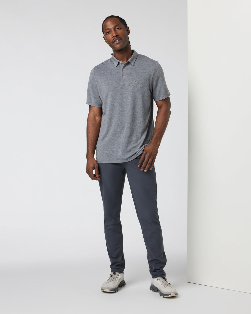 Knit Twill Polo | Heather Grey