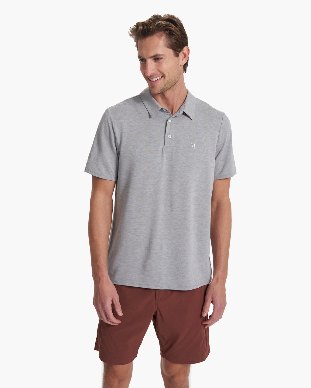 Knit Twill Polo | Steel Heather