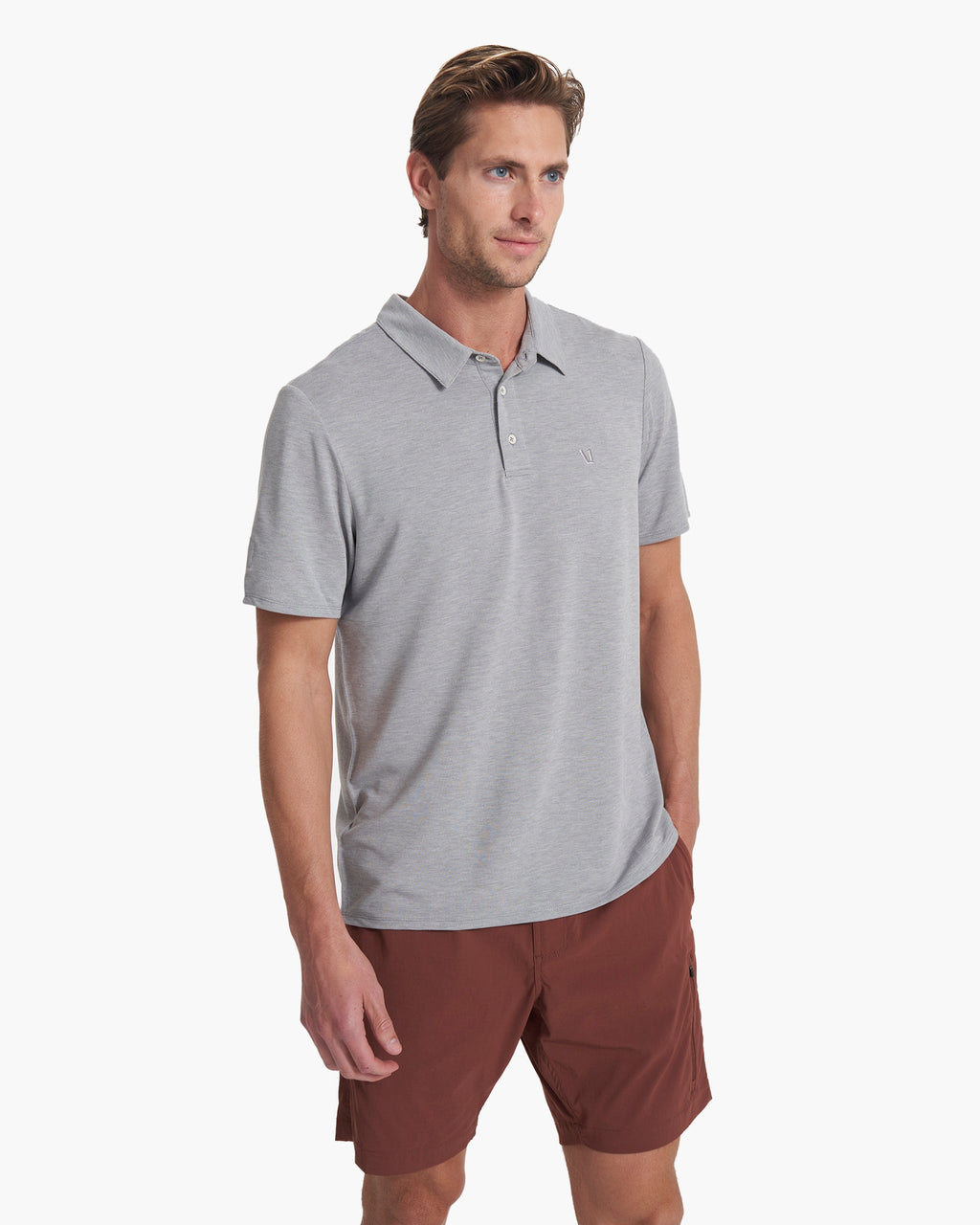 Knit Twill Polo | Steel Heather