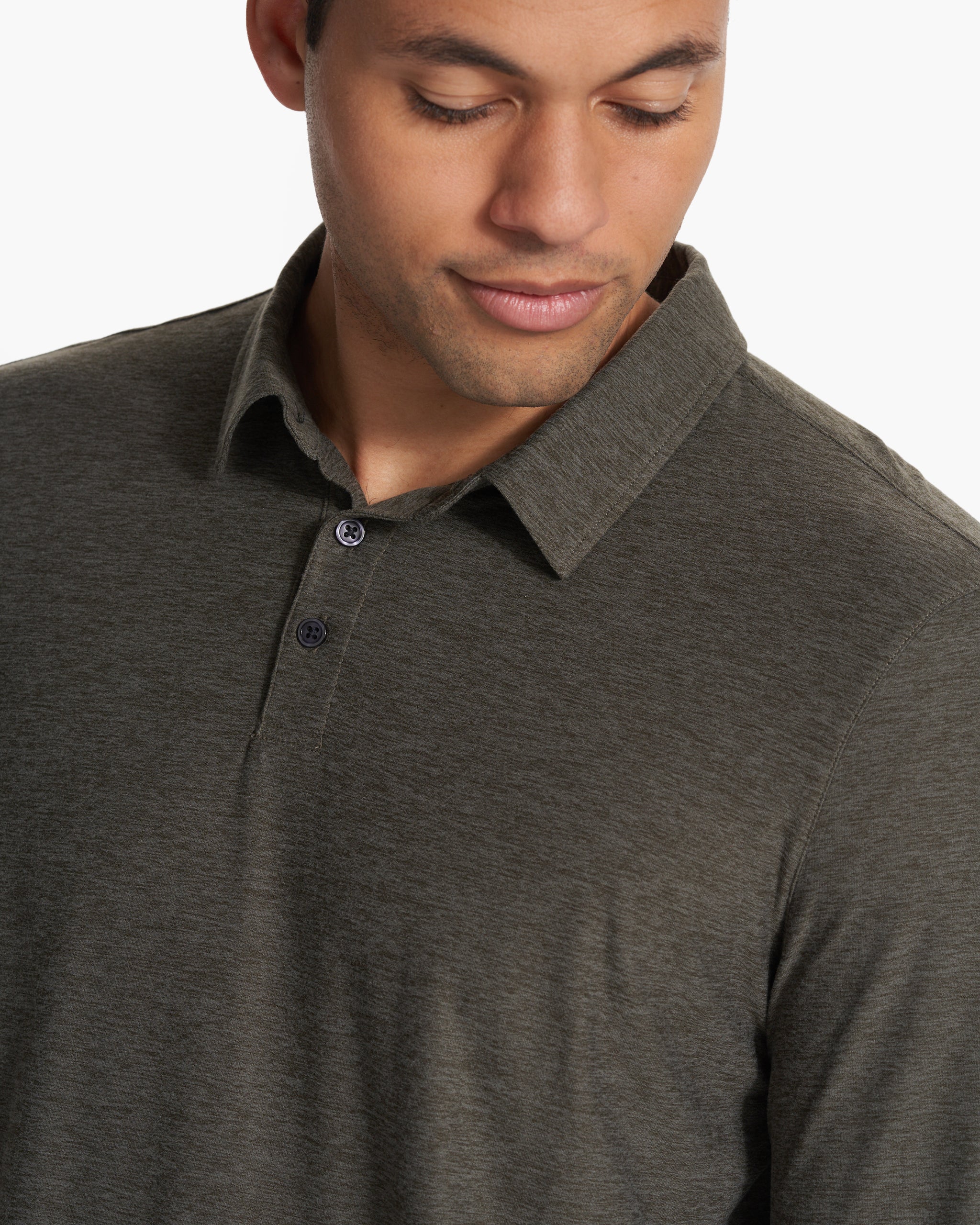 Long Sleeve Strato Tech Polo | Balsam Heather
