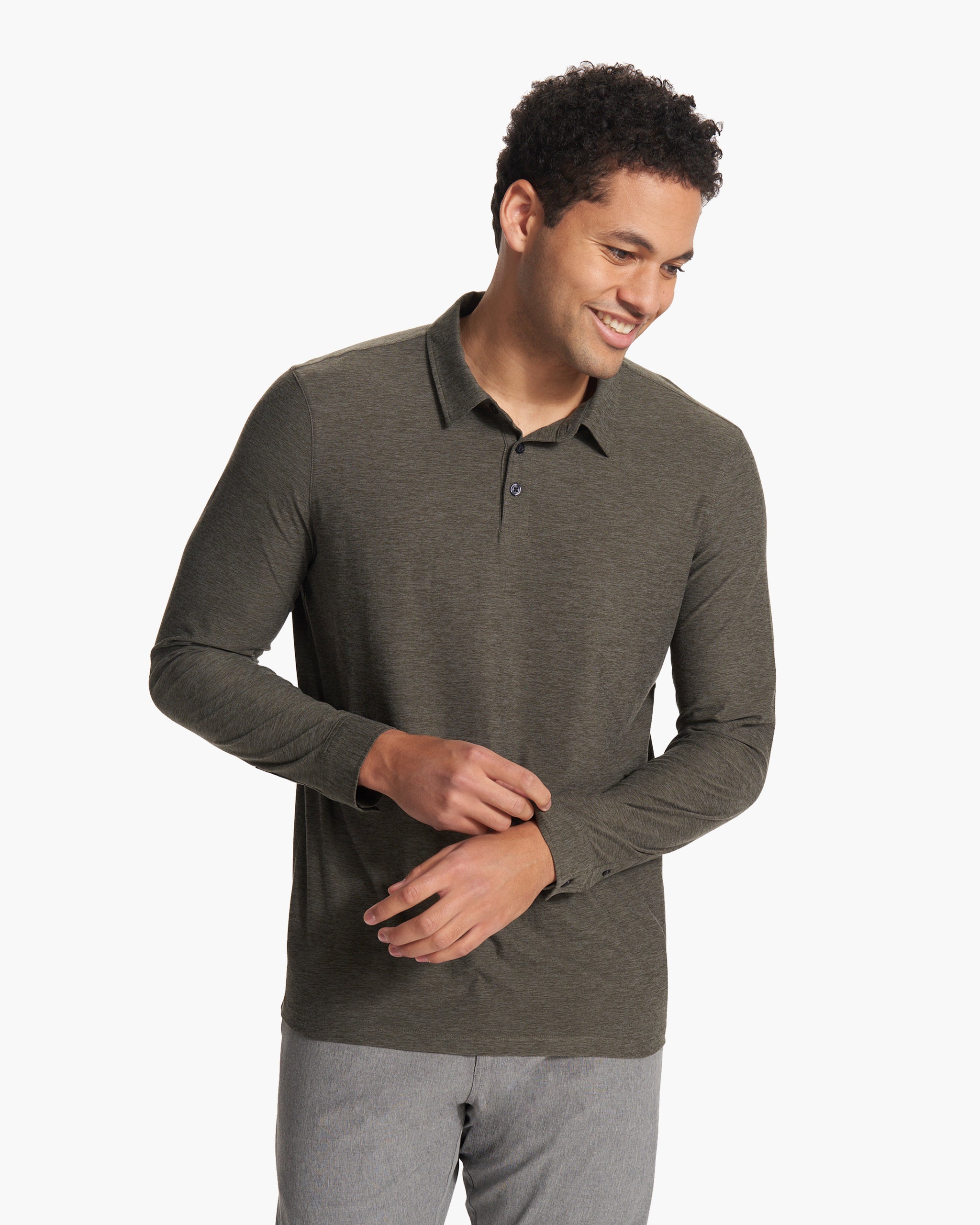 Long Sleeve Strato Tech Polo | Balsam Heather