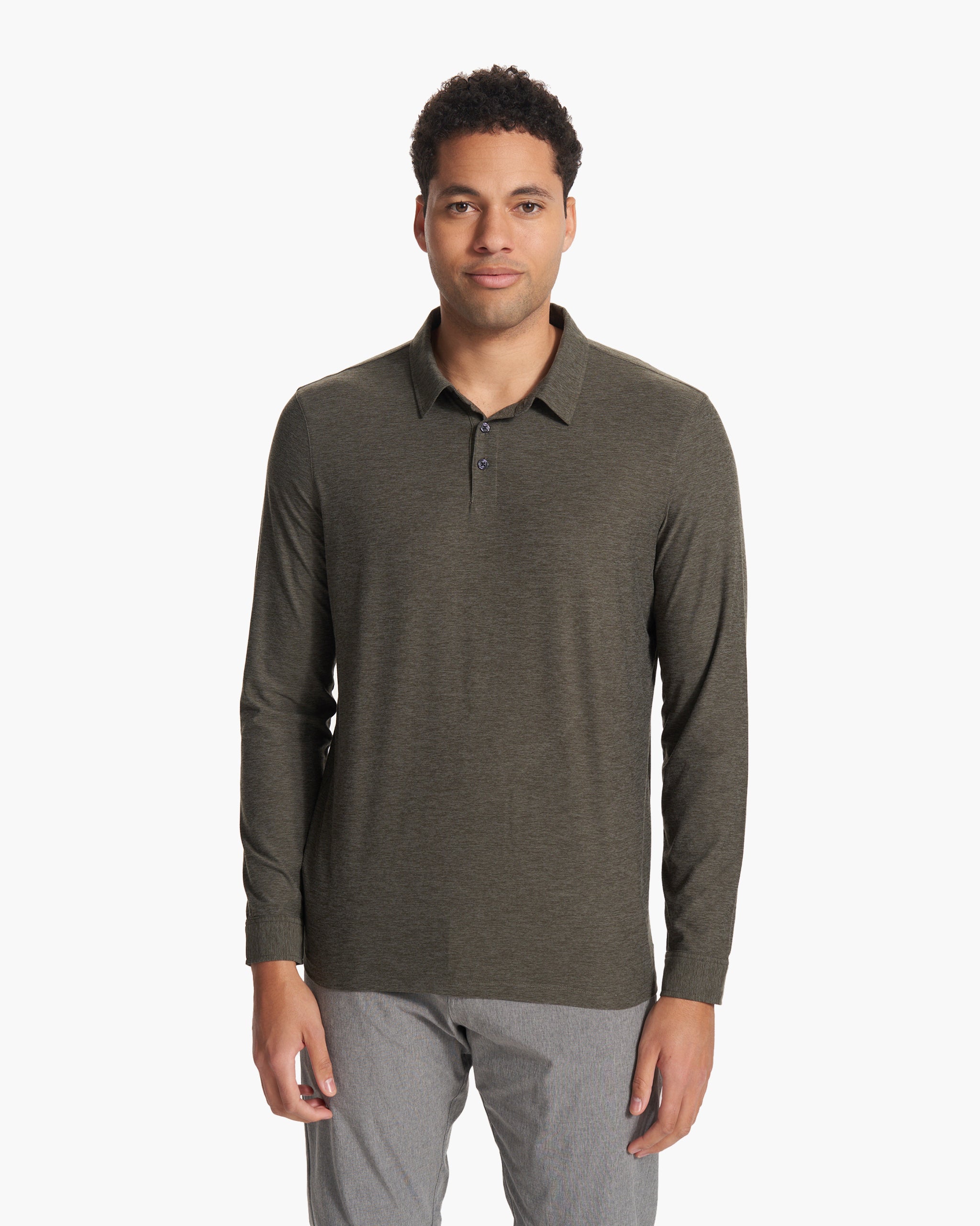 Long Sleeve Strato Tech Polo | Balsam Heather