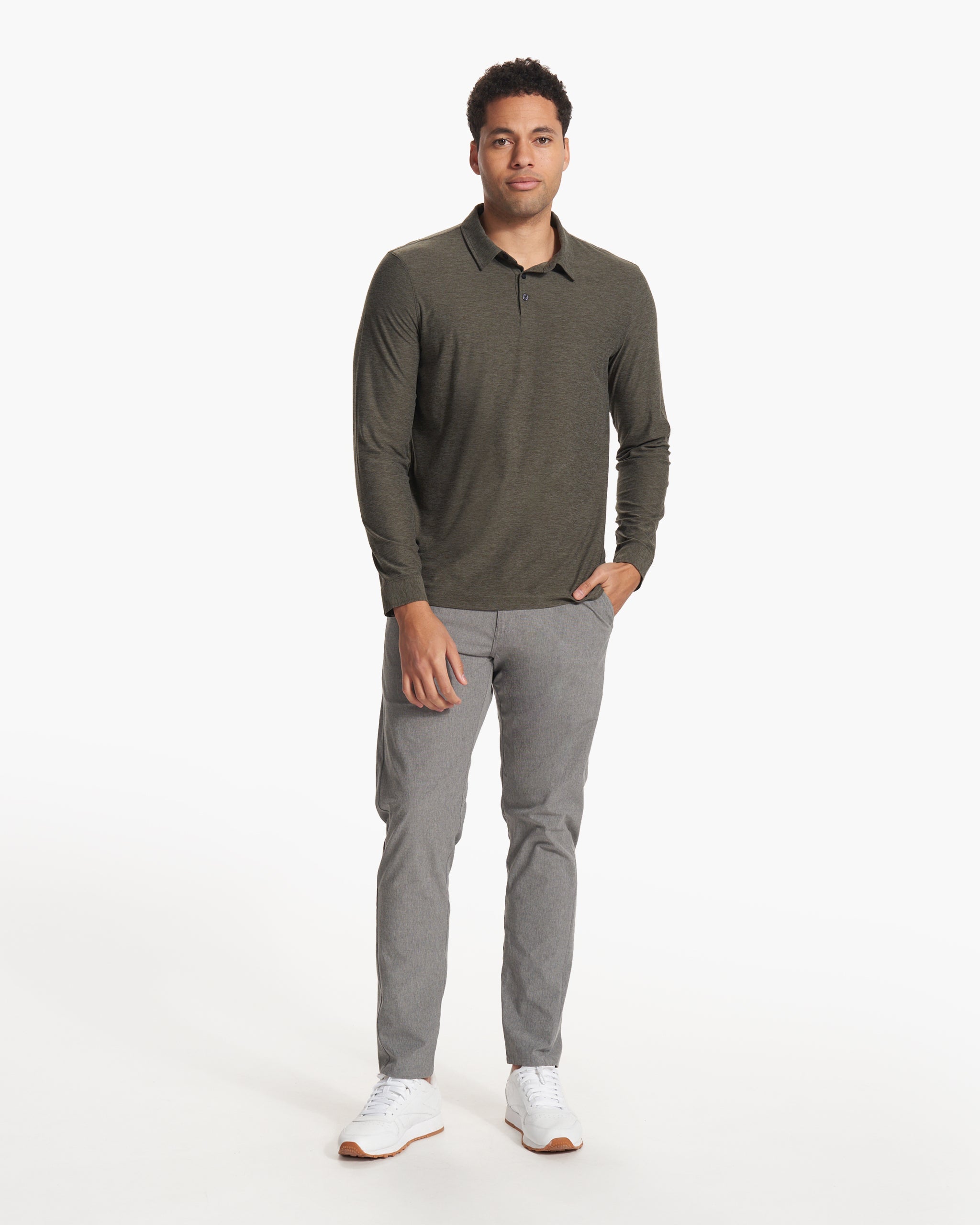 Long Sleeve Strato Tech Polo | Balsam Heather